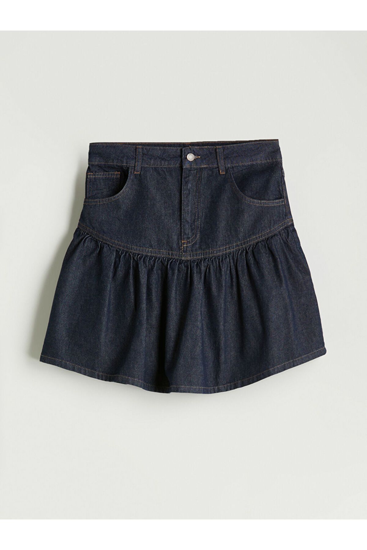 LC Waikiki-Sparkling Selections from Shining Store |   Indigo Standard Fit Ruffled Mini Jean Skirt 5
