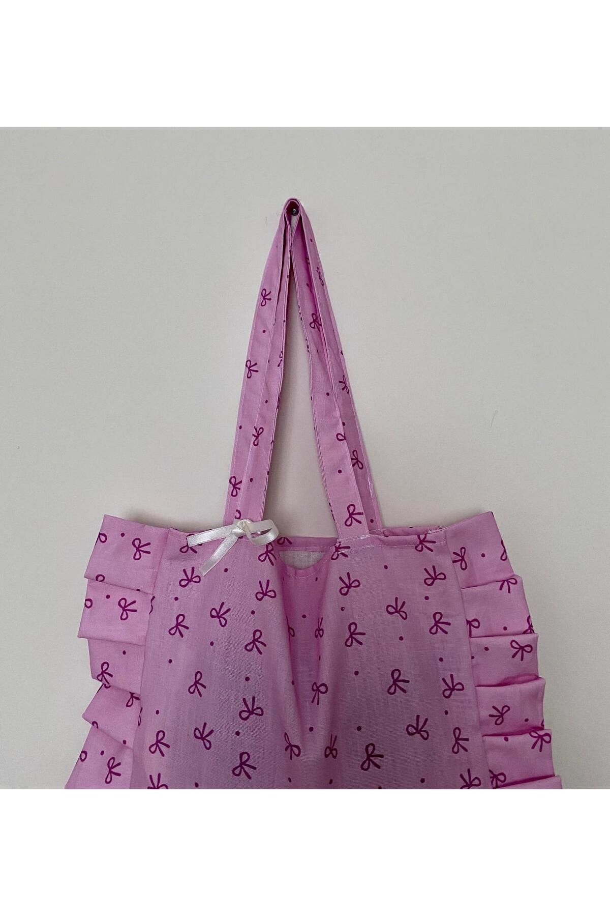 dkacollections-Beach Bag Bag Cloth Bow Printed Bag Fabric Bag Gift Bag for Friend Cloth Bag with Bow 3