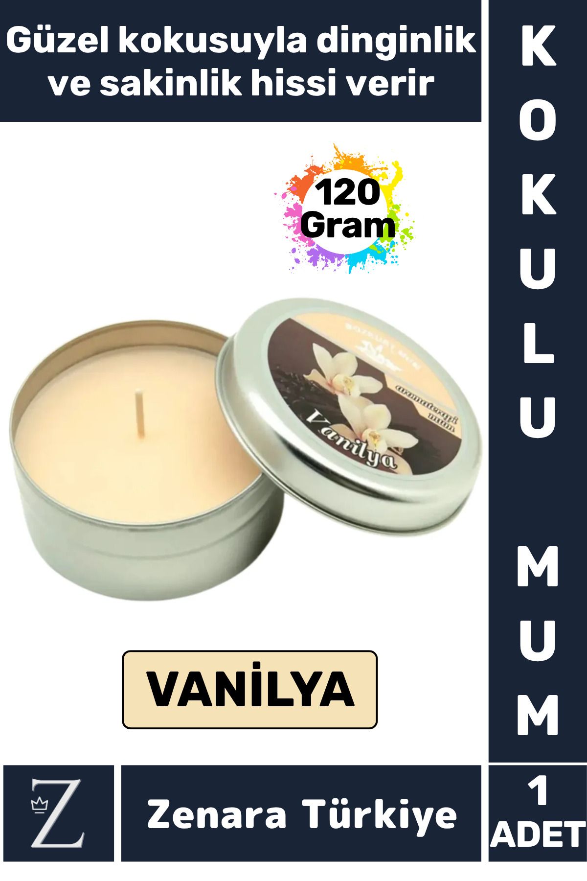 Zenara Özel Metal Kutu Arınma Huzur Meditasyon Yoga Esans Sakinlik Veren Dekoratif Oda Kokusu Mum 120 Gram