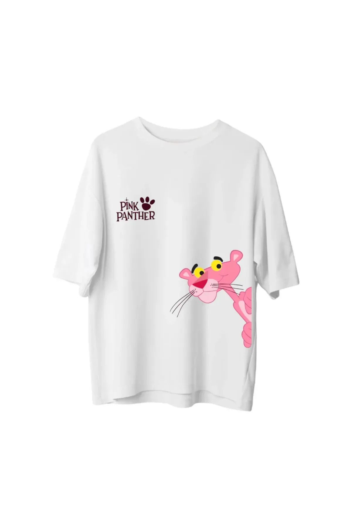 Koklonmoda Büyük Beden Unisex Pink Panther Baskılı Oversize T-Shirt