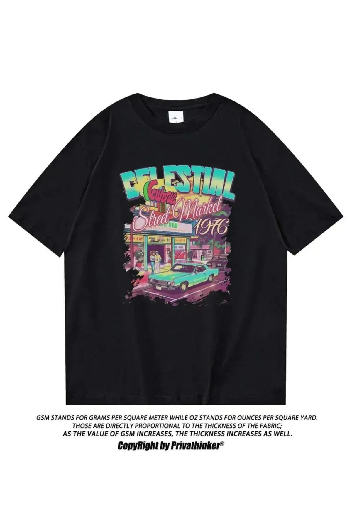 Koklonmoda Unisex Celestial Baskılı Oversize T-Shirt