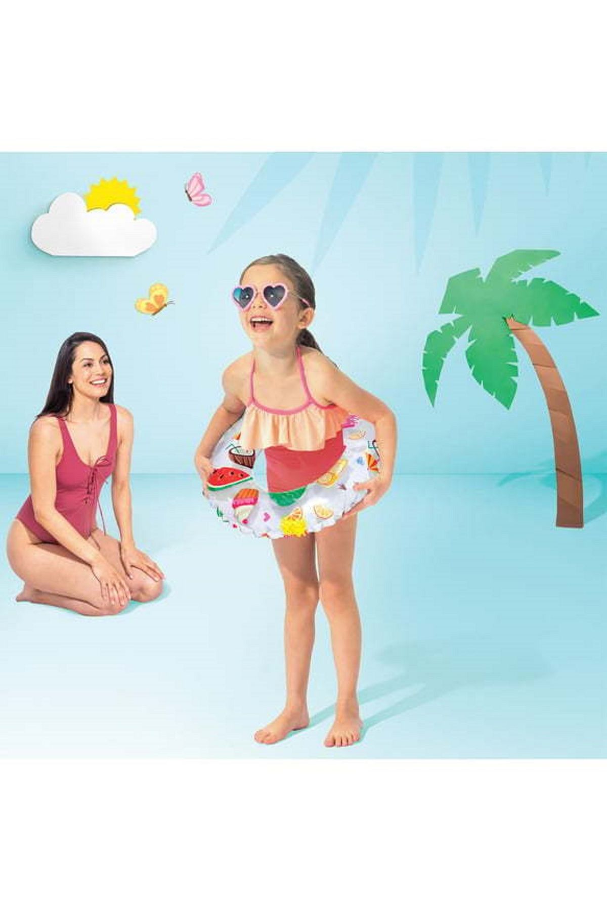 MAİN SHOP Intex Meyve Baskılı Simit Şişme Havuz ve Deniz Yüzme Simidi Çocuk Can Simidi 3-6 Yaş 51 cm M-59230