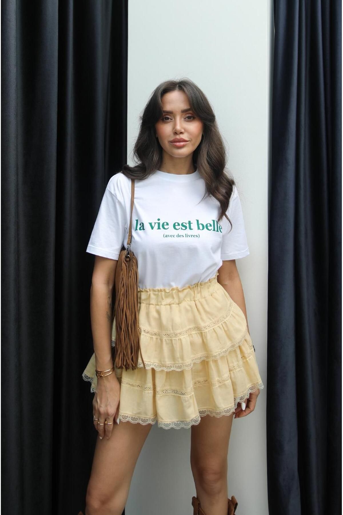 Havoş La Vie Est Belle Baskılı Tişört