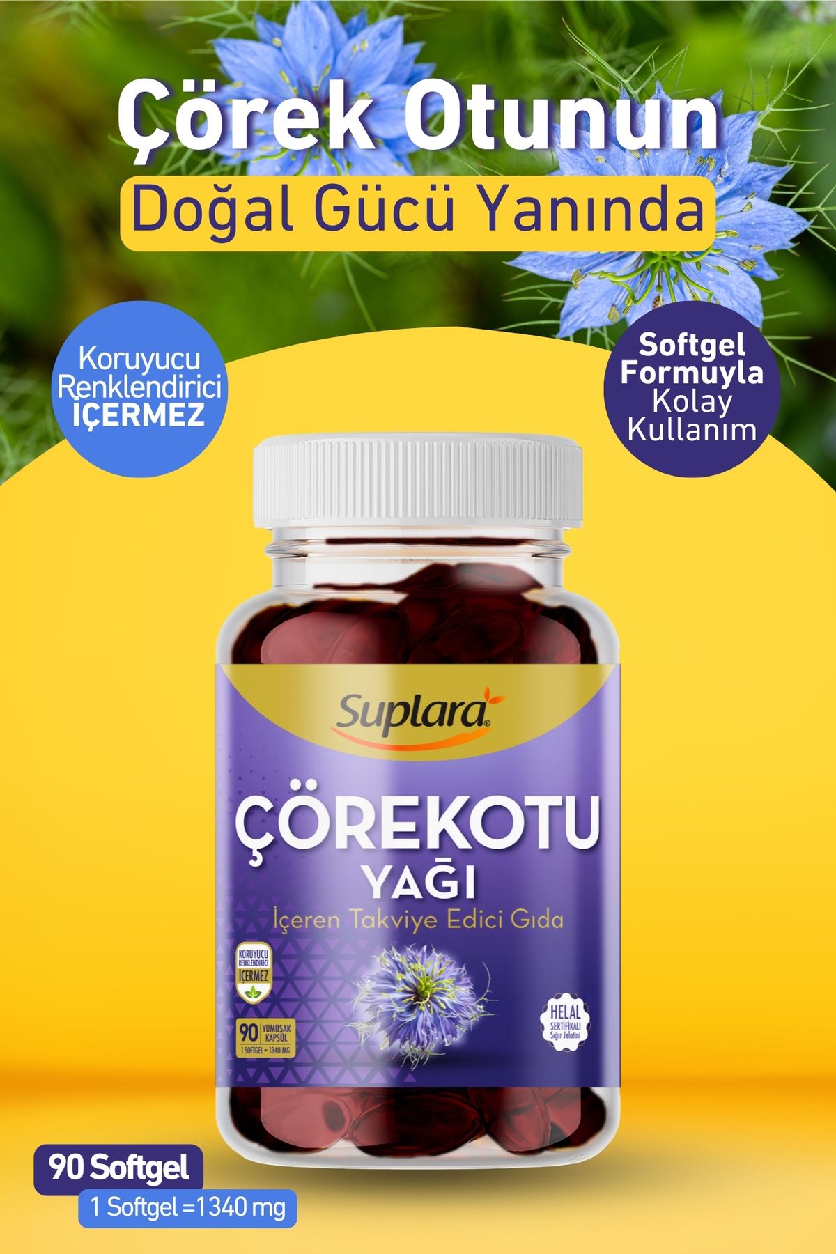 Suplara Çörekotu Yağı İçeren Takviye Edici Gıda (90 Yumuşak Kapsül)