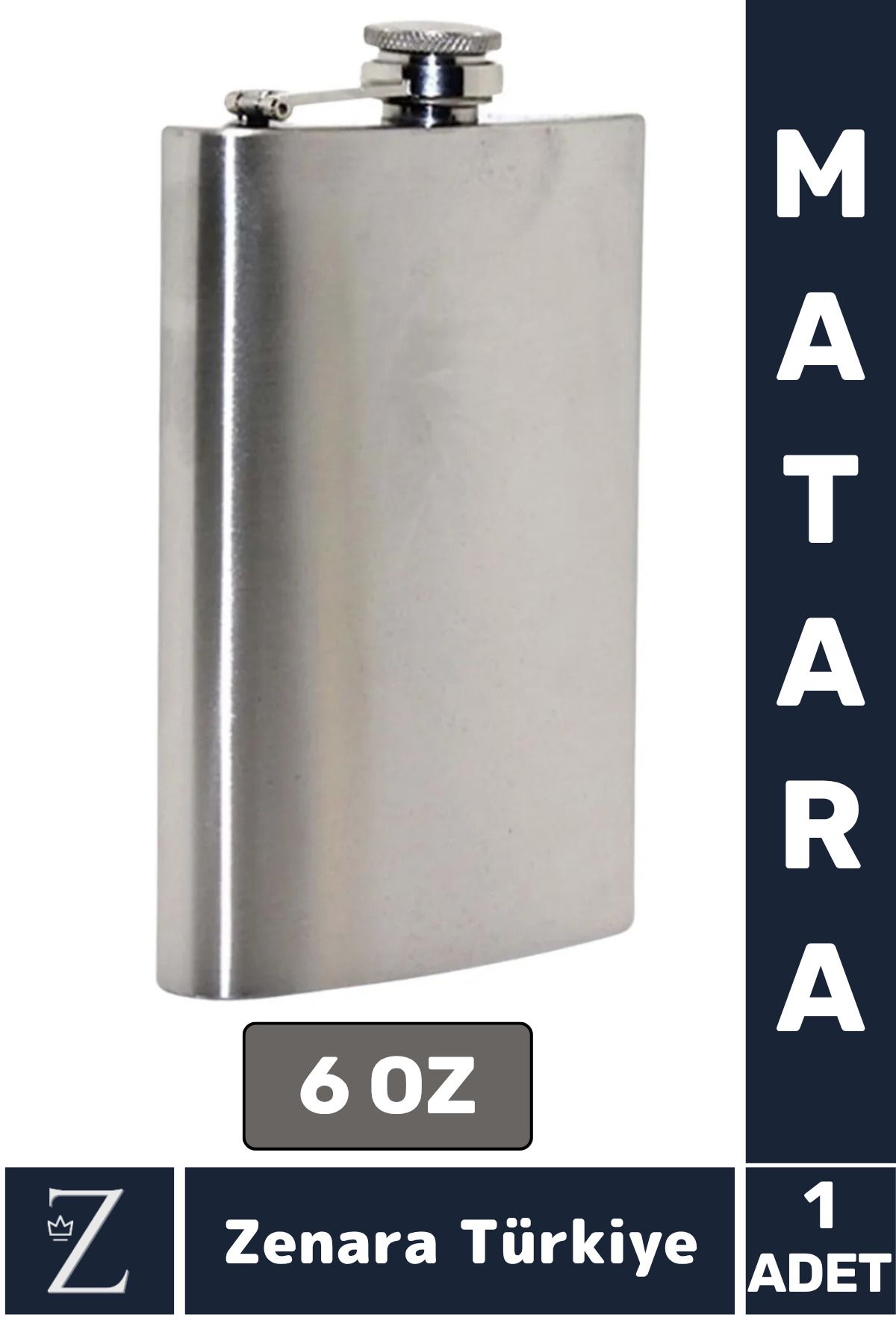 Zenara Yüksek Kalite Dayanıklı Hediye Kamp Piknik Yürüyüş Plaj Outdoor Alkol Konyak Özel Gümüş Matara 6 OZ