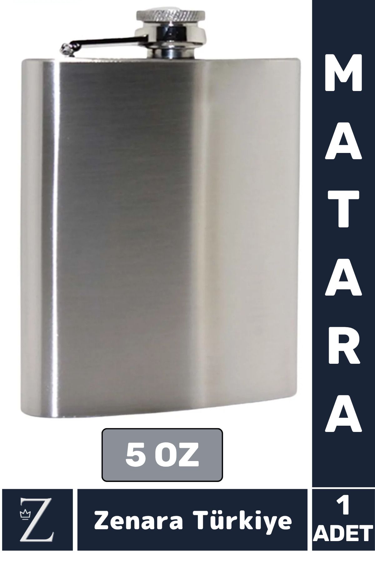 Zenara Yüksek Kalite Dayanıklı Hediye Kamp Piknik Yürüyüş Plaj Outdoor Alkol Konyak Özel Model Matara 5 OZ