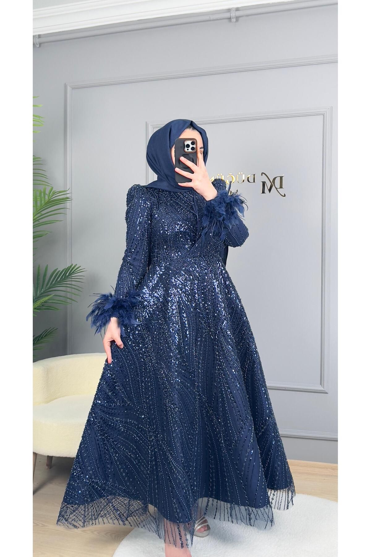 perfectmegastore New Elegans Tamamı Taş Detaylı Abiye Elbise-2444