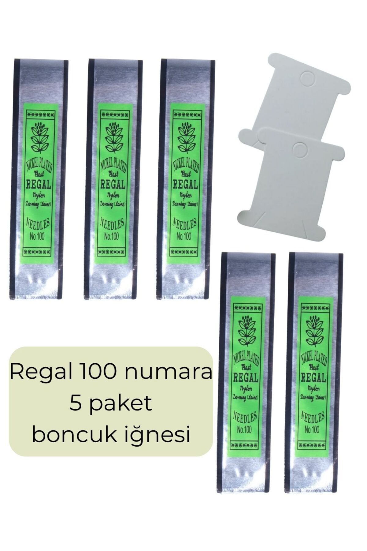 Eskişehir hobi sanat 5 Paket Regal 100 Numara 10cm Kum Boncuk Miyuki Iğnesi Esnek Yumuşak Ve 2 Adet Iplik Sarma Kartı