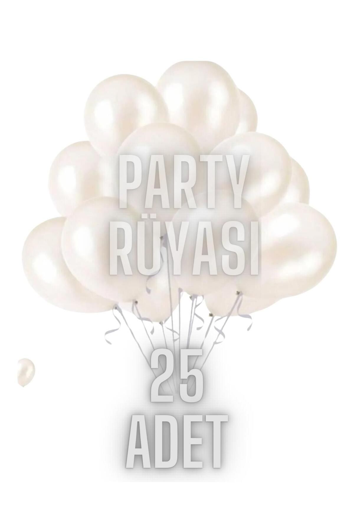 partyrüyası 25 Adet Beyaz Metalik Balon 12 Inç Metalik Ekstra Parlak Renk