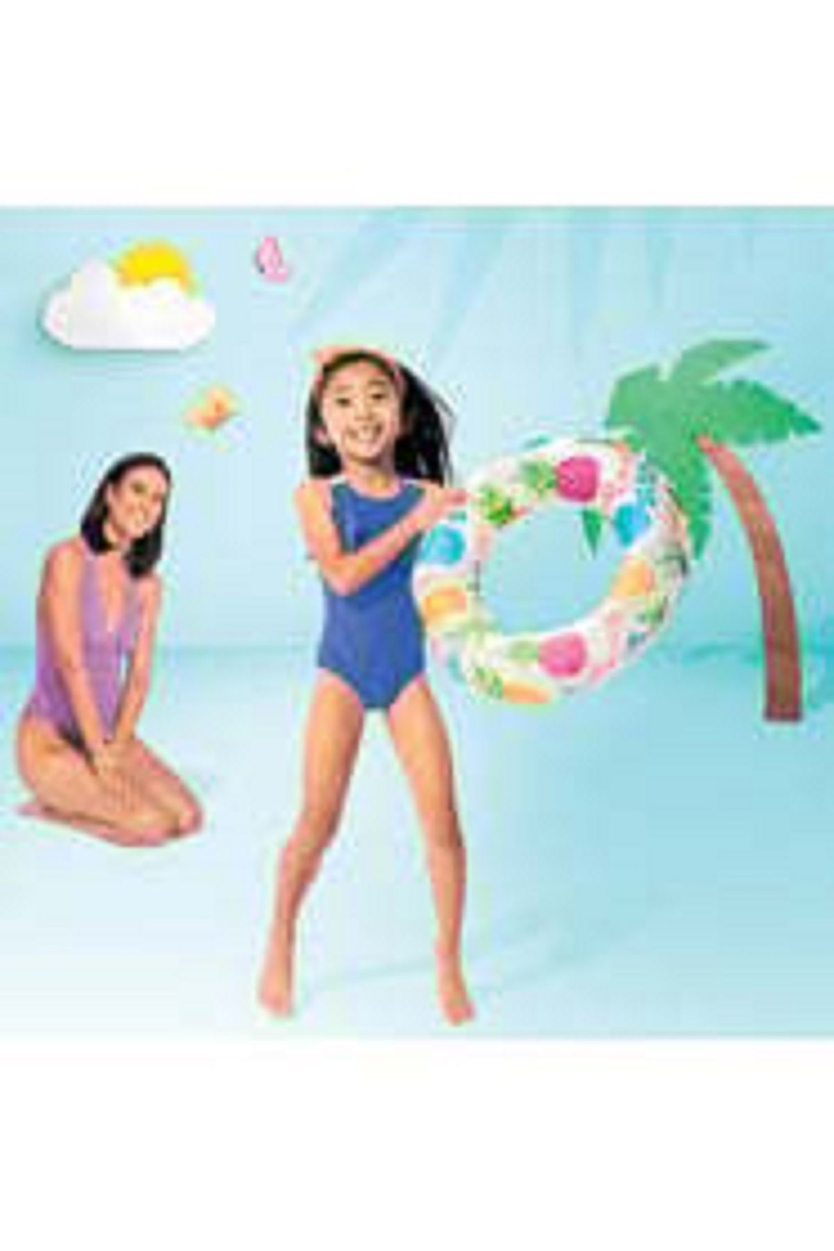MAİN SHOP Intex Baskılı Simit 51 cm (3-6 Yaş) Şişme Havuz ve Deniz Yüzme Simidi Çocuk Can Simidi M-59230
