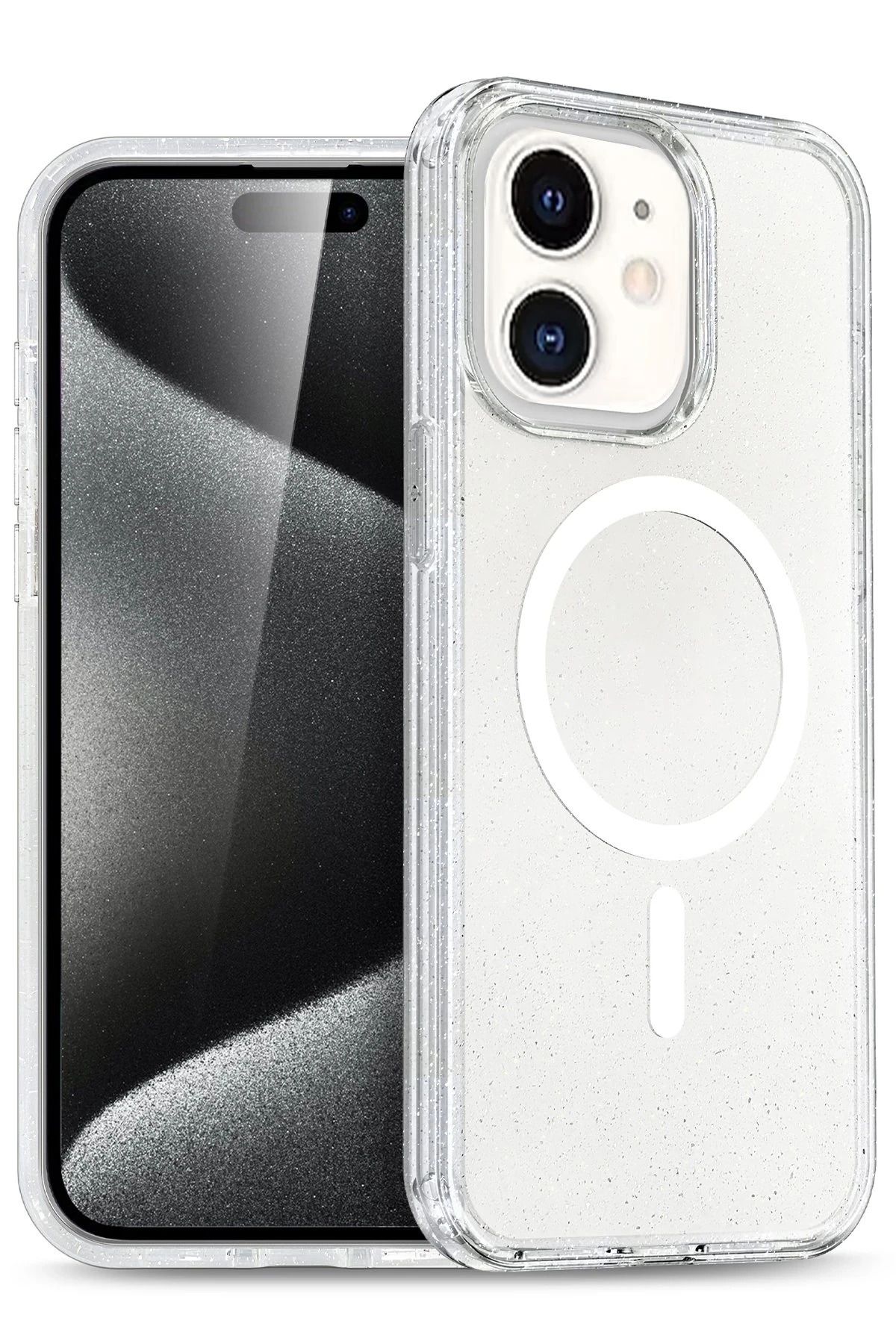 cepmoda iPhone 12 PRO Telefon Kılıfı | Lüx, Renkli, Sim Detaylı, Magsafe Kapak g10wv2 | ŞEFFAF