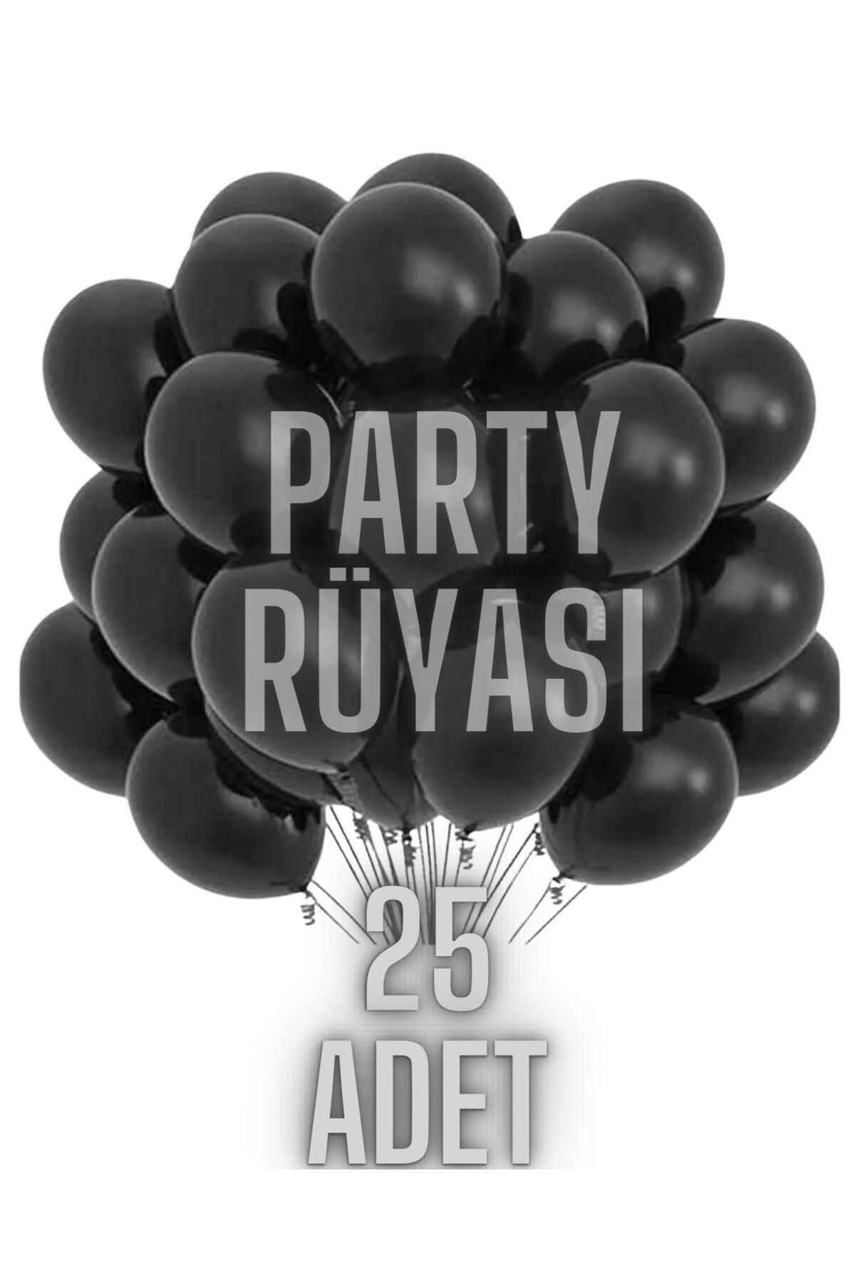 partyrüyası 25 Adet Siyah Metalik Balon 12 Inç Metalik Ekstra Parlak Renk