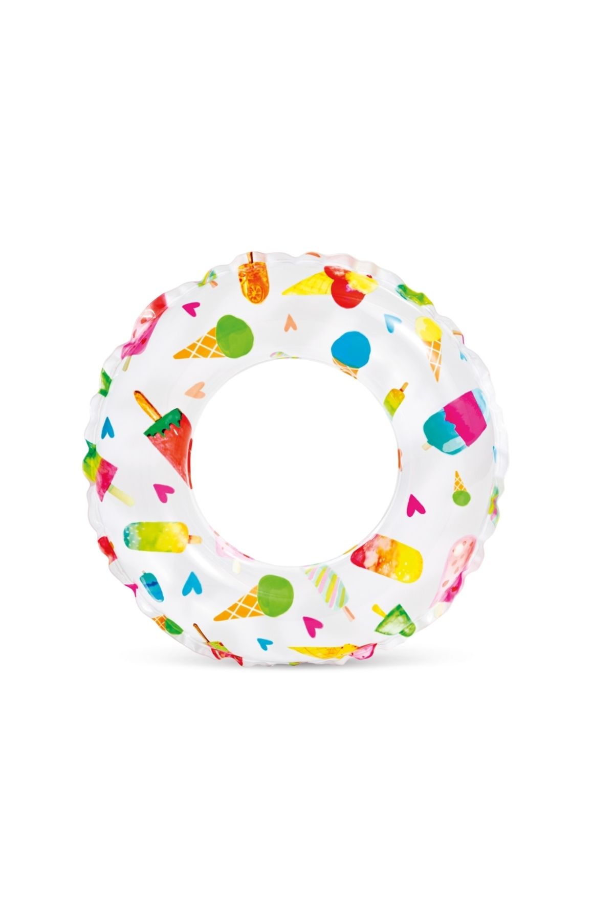 MAİN SHOP Intex 6-10 Yaş 61 cm Dondurma Baskılı Simit Şişme Havuz Deniz Yüzme Simidi Çocuk M-59241