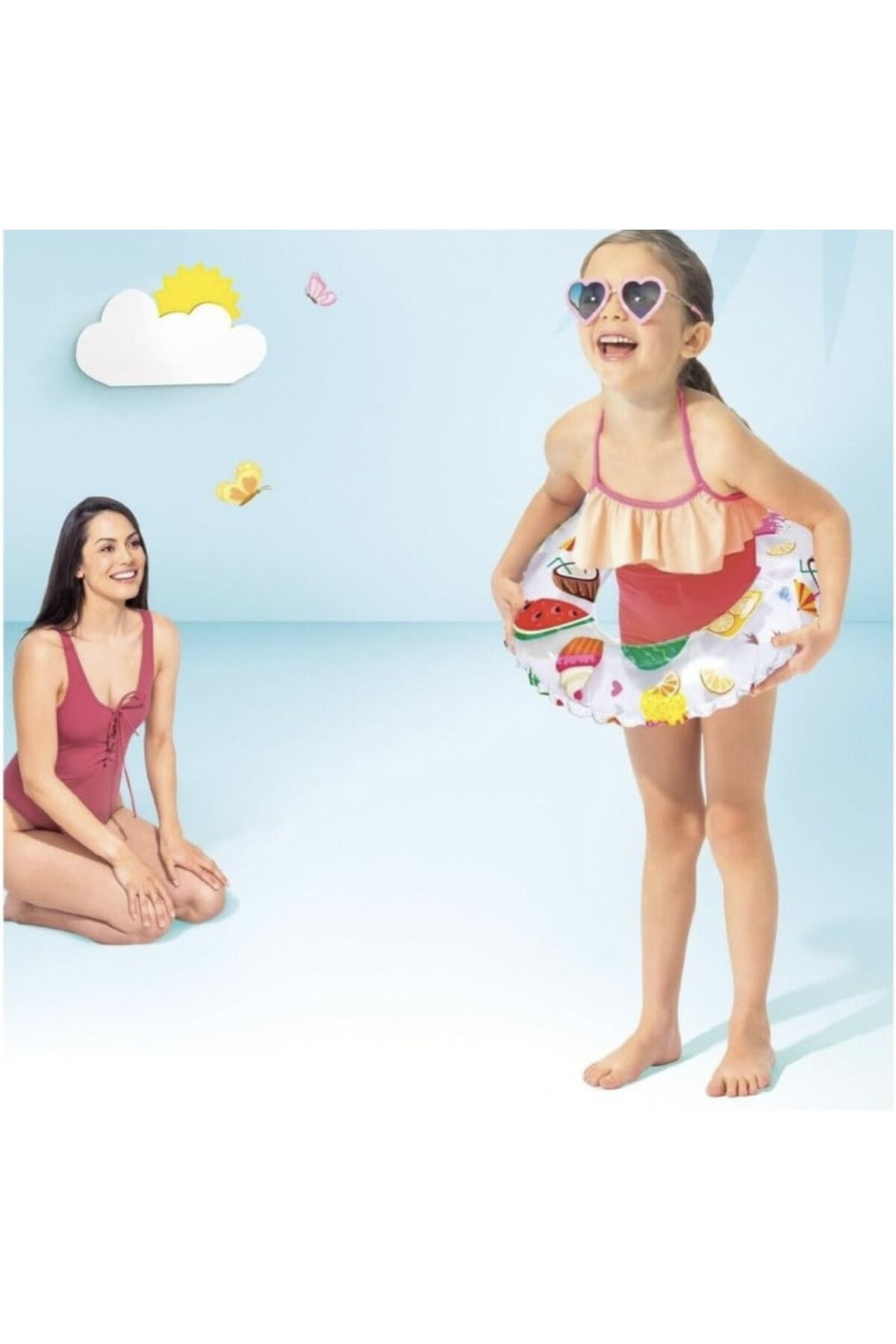 MAİN SHOP Intex Meyve Baskılı Simit 61 cm (6-10Yaş) Şişme Havuz ve Deniz Yüzme Simidi Çocuk Can Simidi M-59241