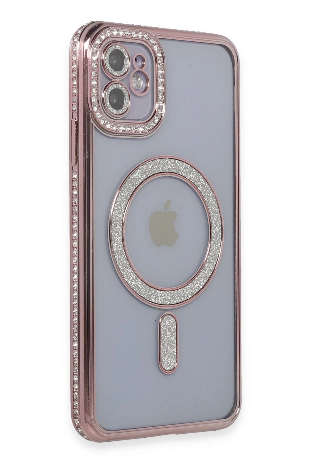 NewFace iPhone 11 Kılıf Joke Simli Magneticsafe Kılıf - Pembe YNSMR