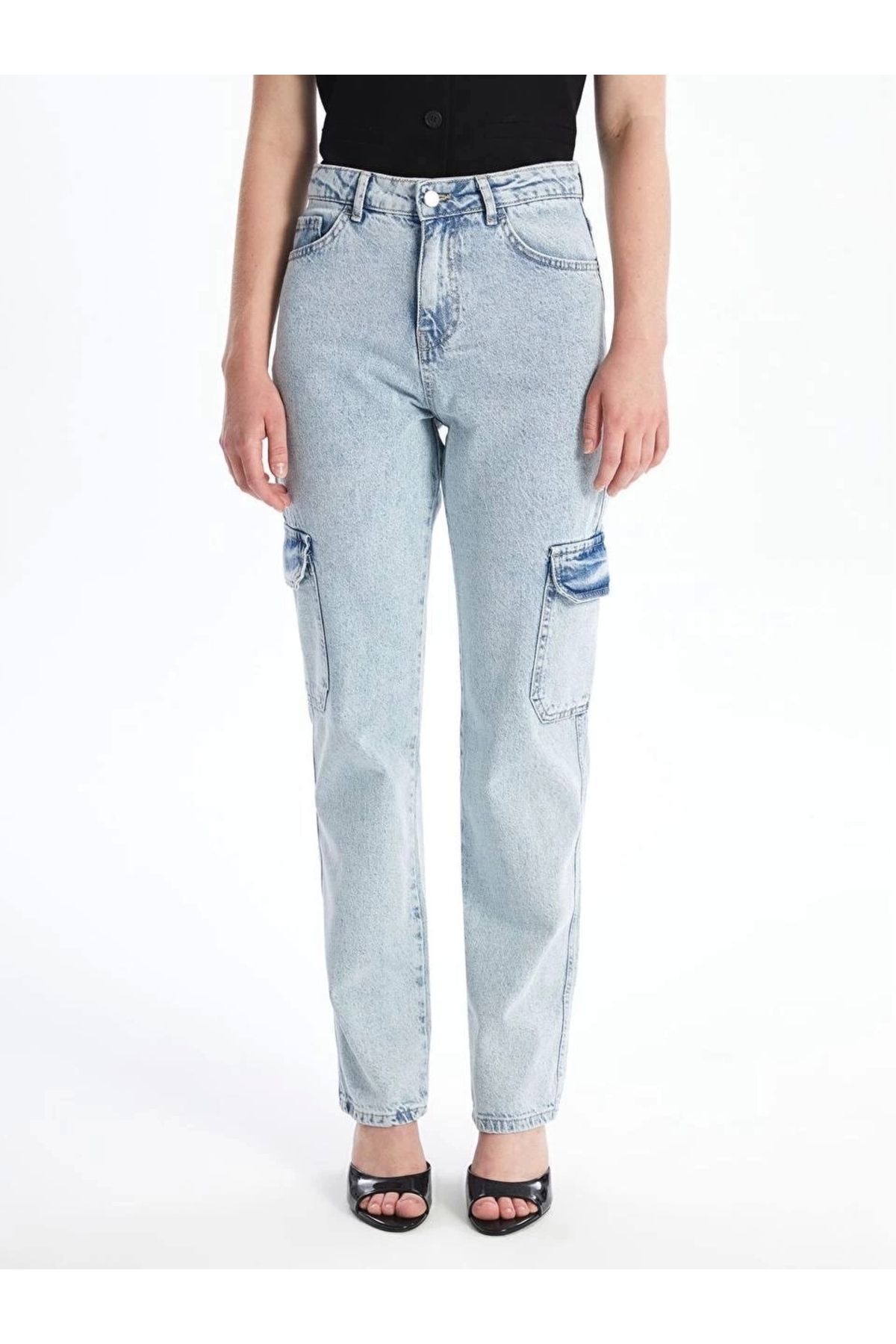 ufukmoda Kargo cep kar yıkama jeans pantolon