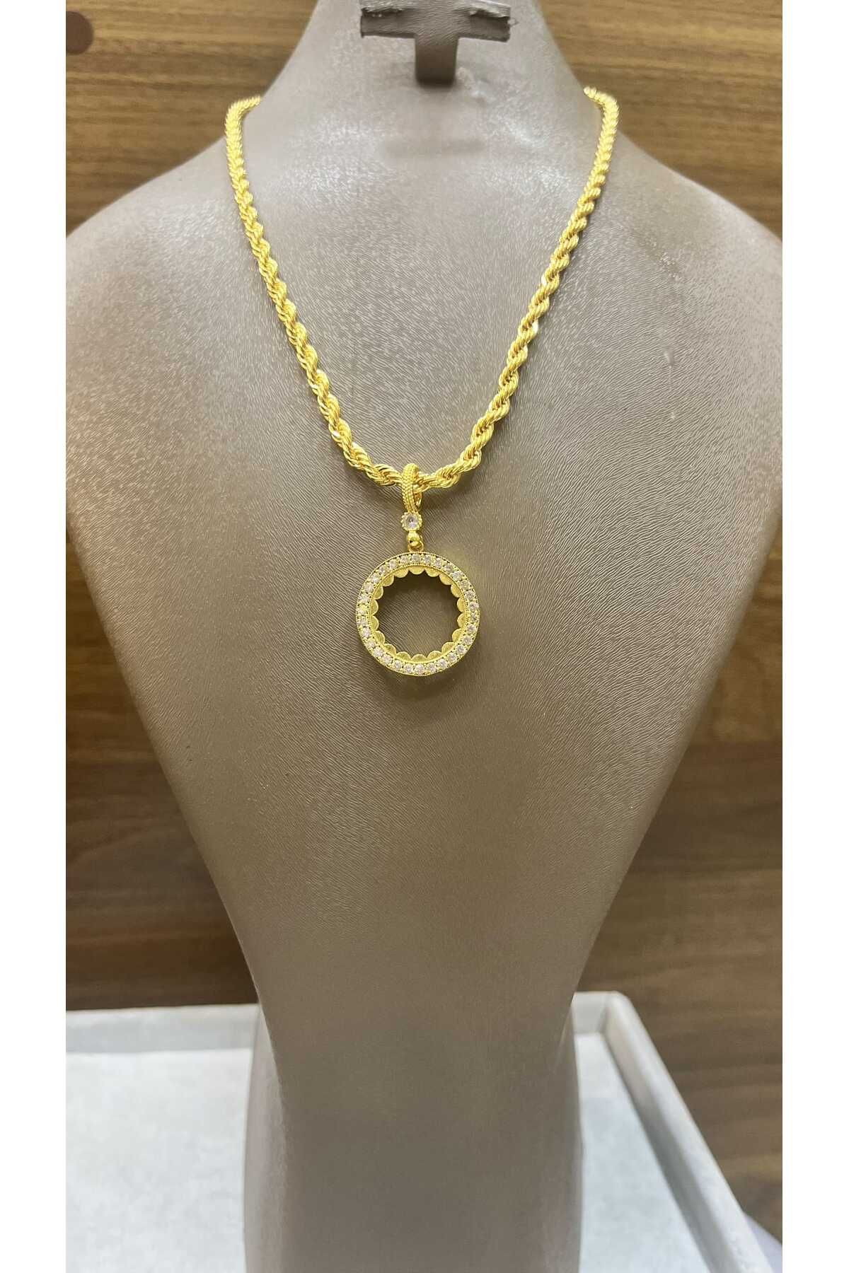 barisiva gold 22 ayar altın kaplama çeyrek için zincirli kolye
