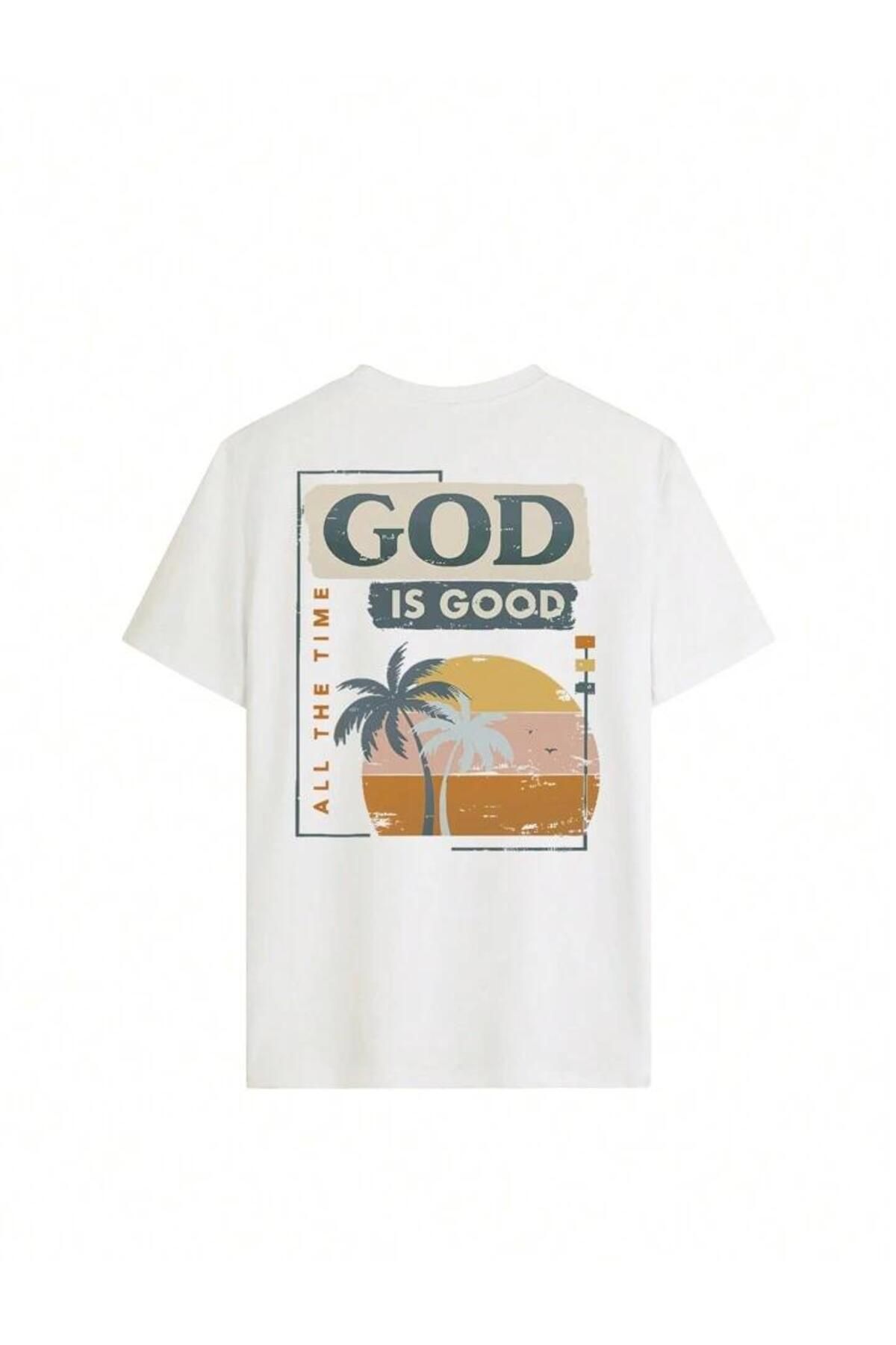 Tarzsokak beyaz god is good baskılı oversize