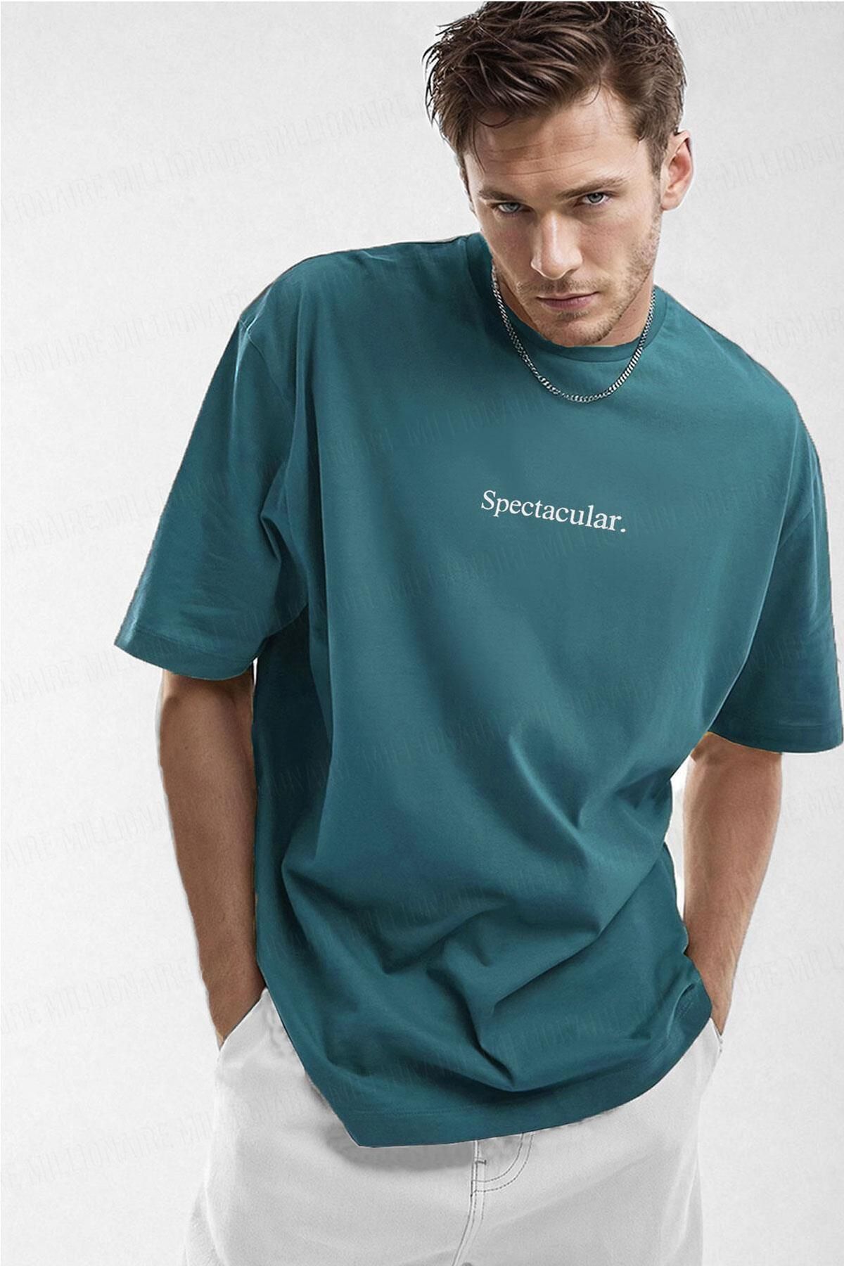 Tarzsokak Erkek Spectacular Petrol Yeşili Bisiklet Yaka Oversize Salas