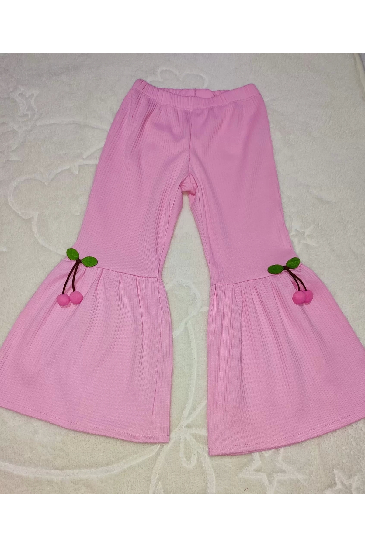 ALFA AKSESUAR 03 1-2-3-4 Yaş Kiraz Baskılı Tişört İspanyol Paçalı Likralı 2li Kız Çocuk Takımı Pembe fotoğrafı 3 (önizleme)