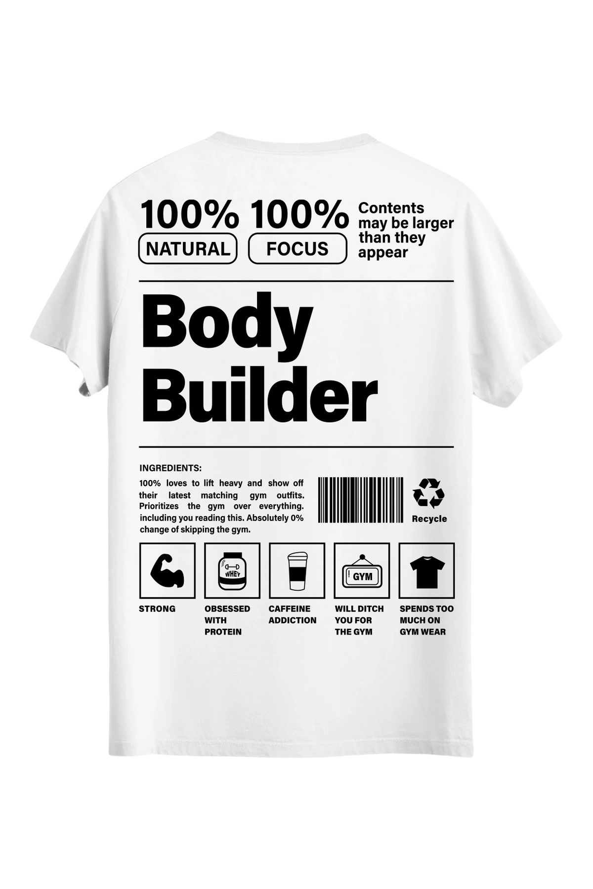 srcmarket Body, Gym Sporcularına Özel, Body Gym Baskılı Unisex Tshirt