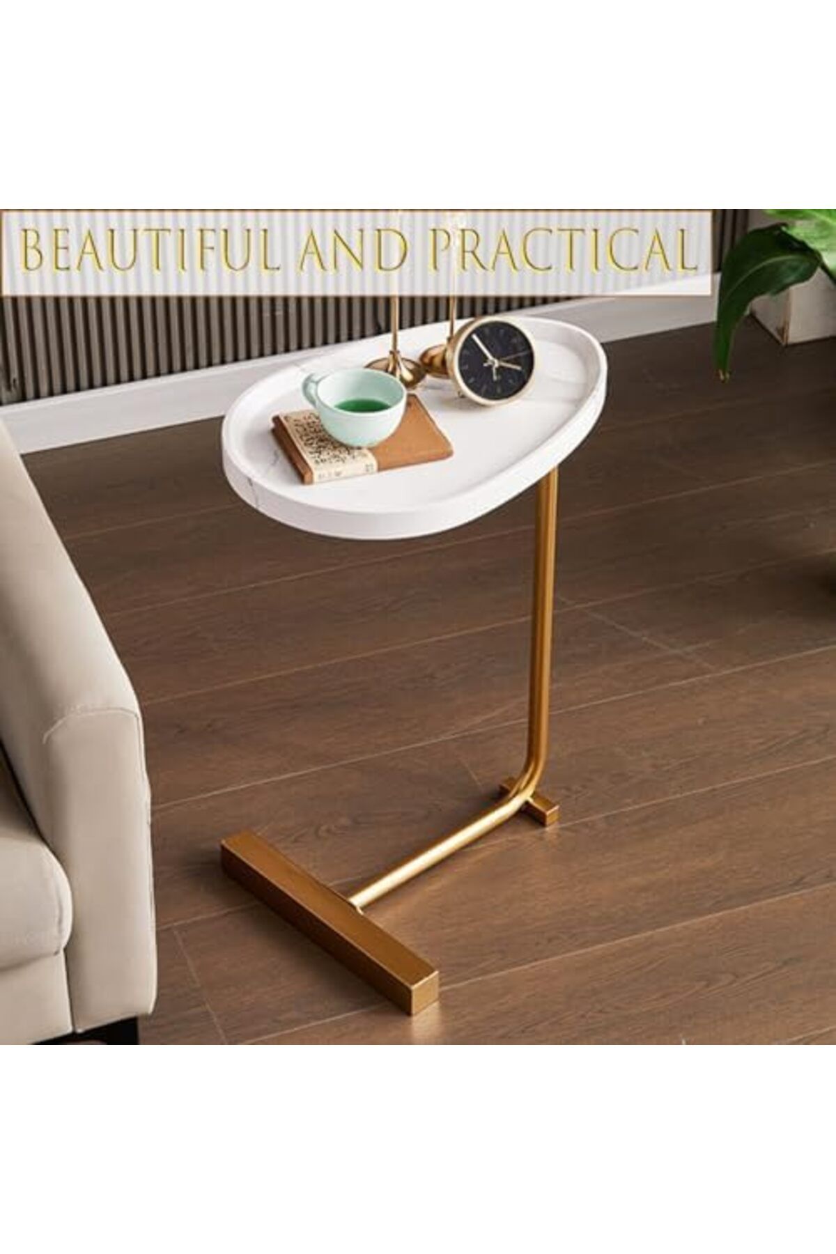 Generic-Oval C Side Table, C Shaped Side Table, Small Side Table, Couch Tables That Slide Under, 3