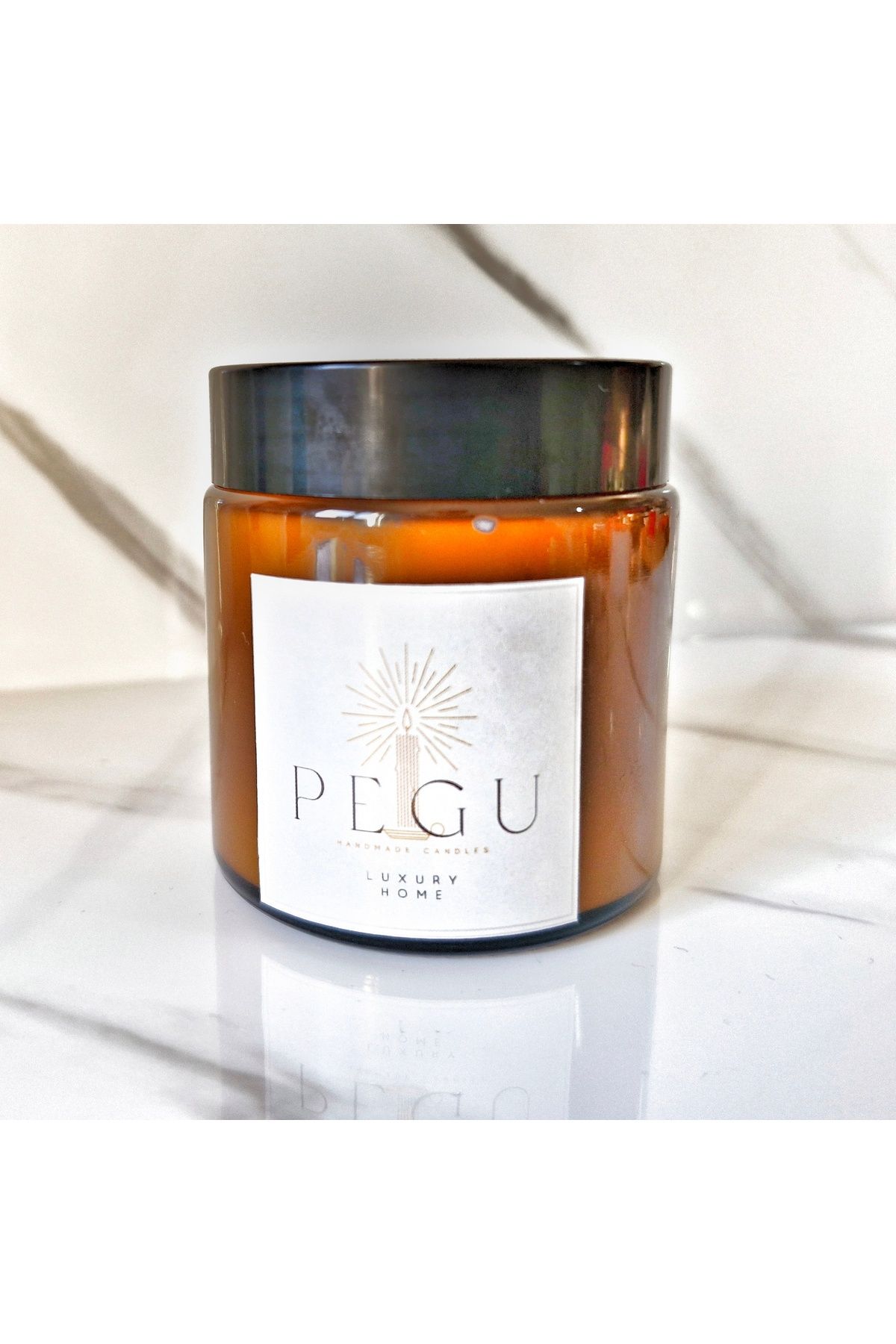 Pegubabycollection Lux Home Amber Kavanoz %100 Doğal Soya wax Mum