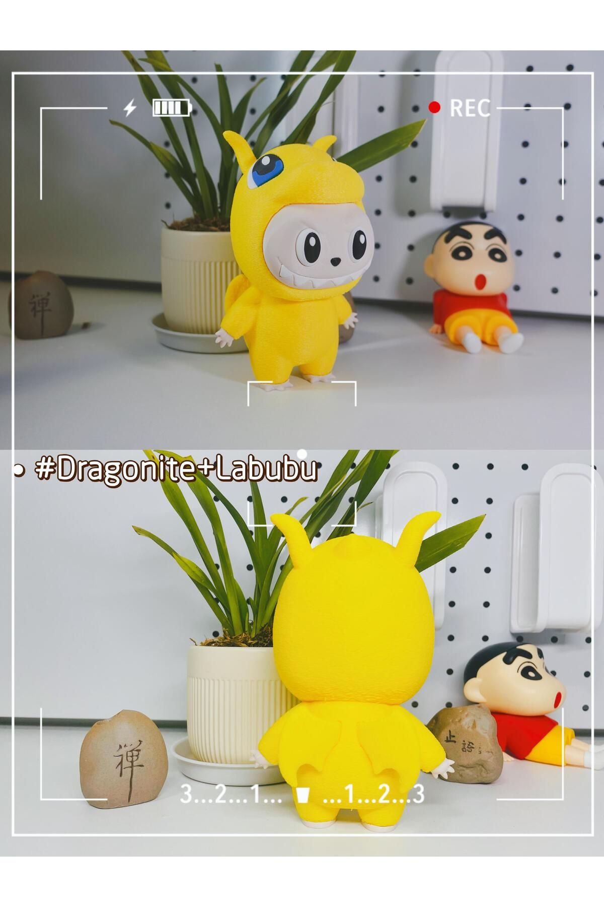üç boyutlu haller Özel Tasarım Dragonite Pokemon x Labubu Figürü 15 CM