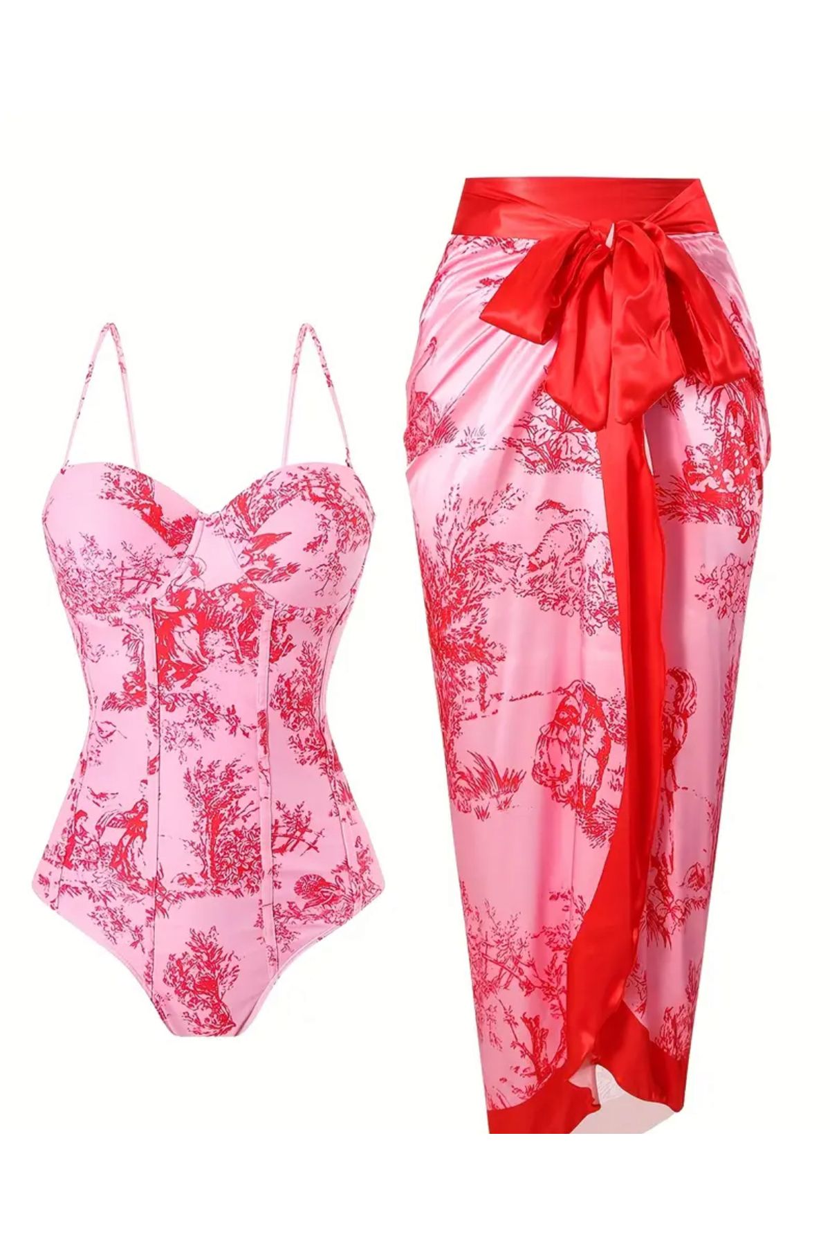 La Saade Versailles Red Toile Baby Mayo - Pareo Seti