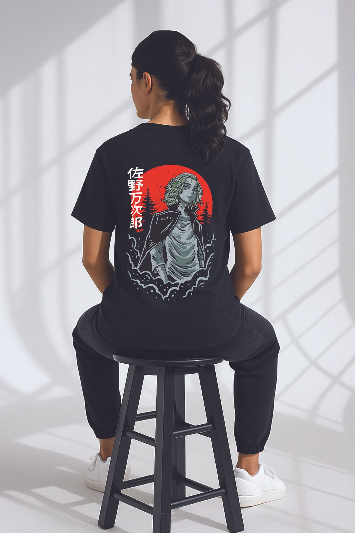 By Caspita Fashion Lenithra Tokyo Revengers Mikey Anime Sırt Baskılı Unisex Oversize Siyah T-shirt