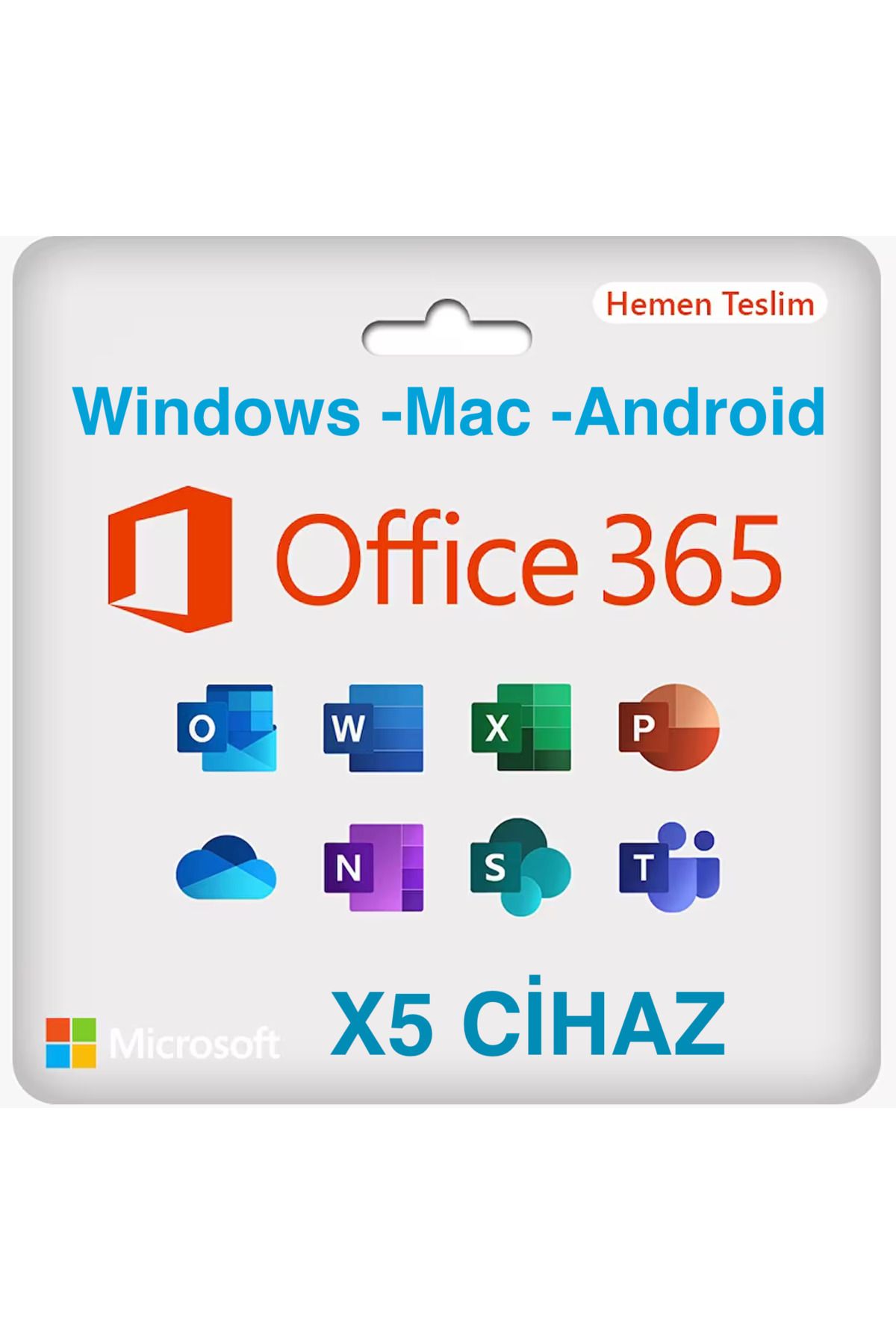 MICROSOFT Office 365 -5 Cihaz 1 Yıl ( 16 GB USB İLE GÖNDERİM ) -Dijital Hesap