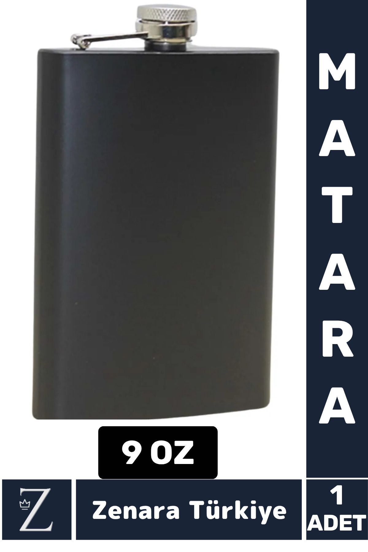 Zenara Yüksek Kaliteli Dekoratif Hediye Kamp Piknik Yürüyüş Plaj Outdoor Alkol Konyak Özel Seri Matara 9 OZ