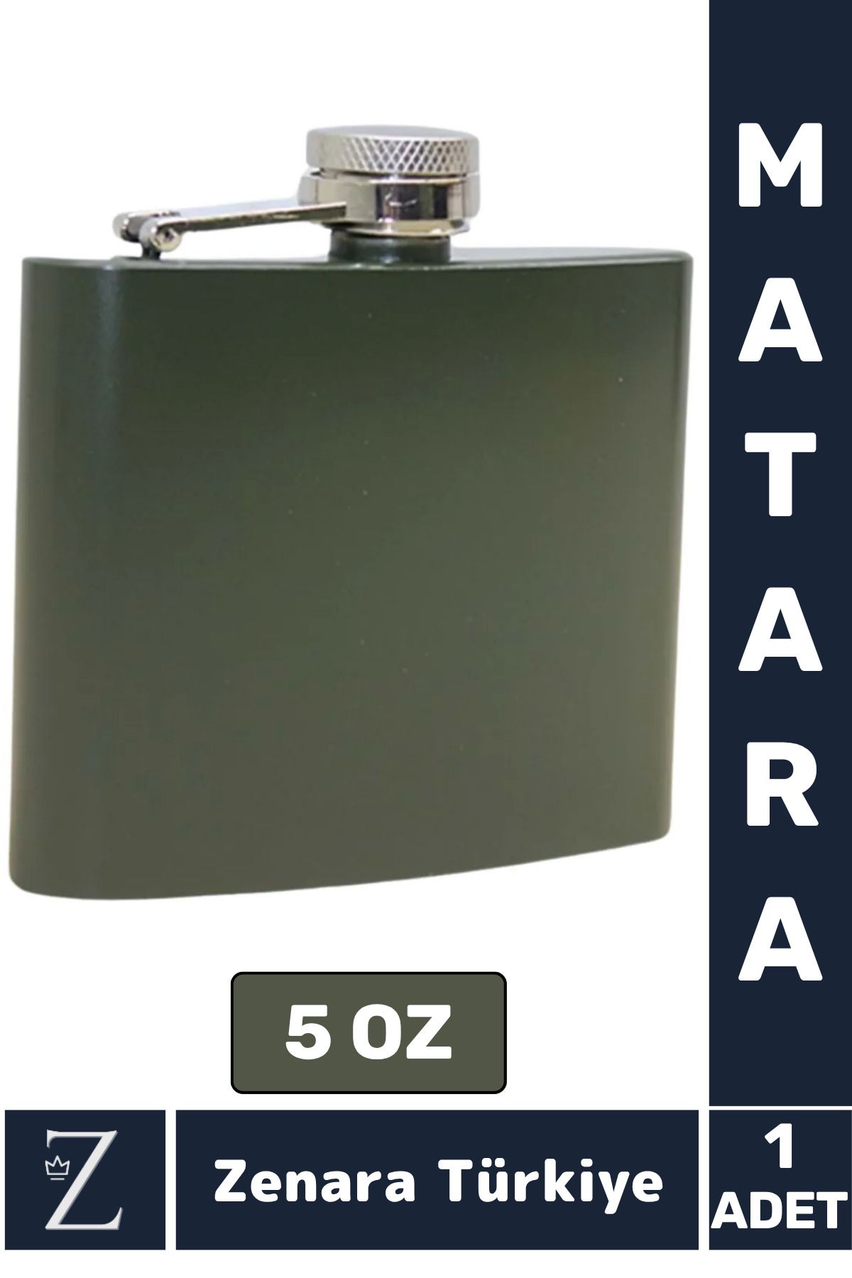 Zenara Yüksek Kalite Dekoratif Hediye Kamp Piknik Yürüyüş Plaj Outdoor Alkol Konyak Özel Haki Matara 5 OZ