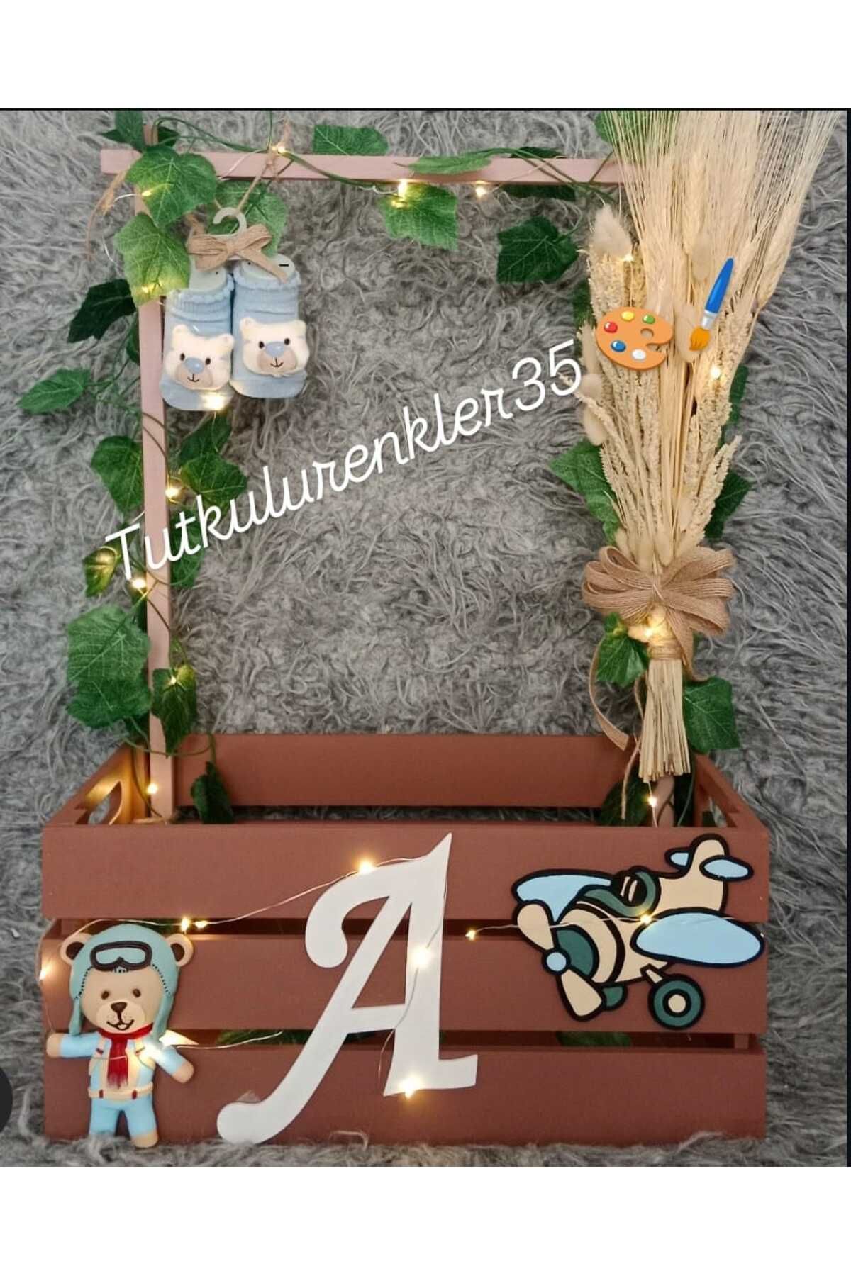Tutkulu renkler 40 uçurma sepeti/ kırk uçurma sepeti/babyshower/bebek hediye sepeti/40*26*19*60 ledli mdf büyük boy