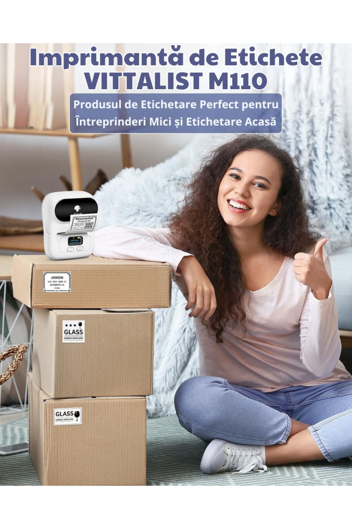 Vittalist-Portable Thermal Label Printer, Phone App, Bluetooth,Compatible with iOS/Android/Windows/Mac, White 7