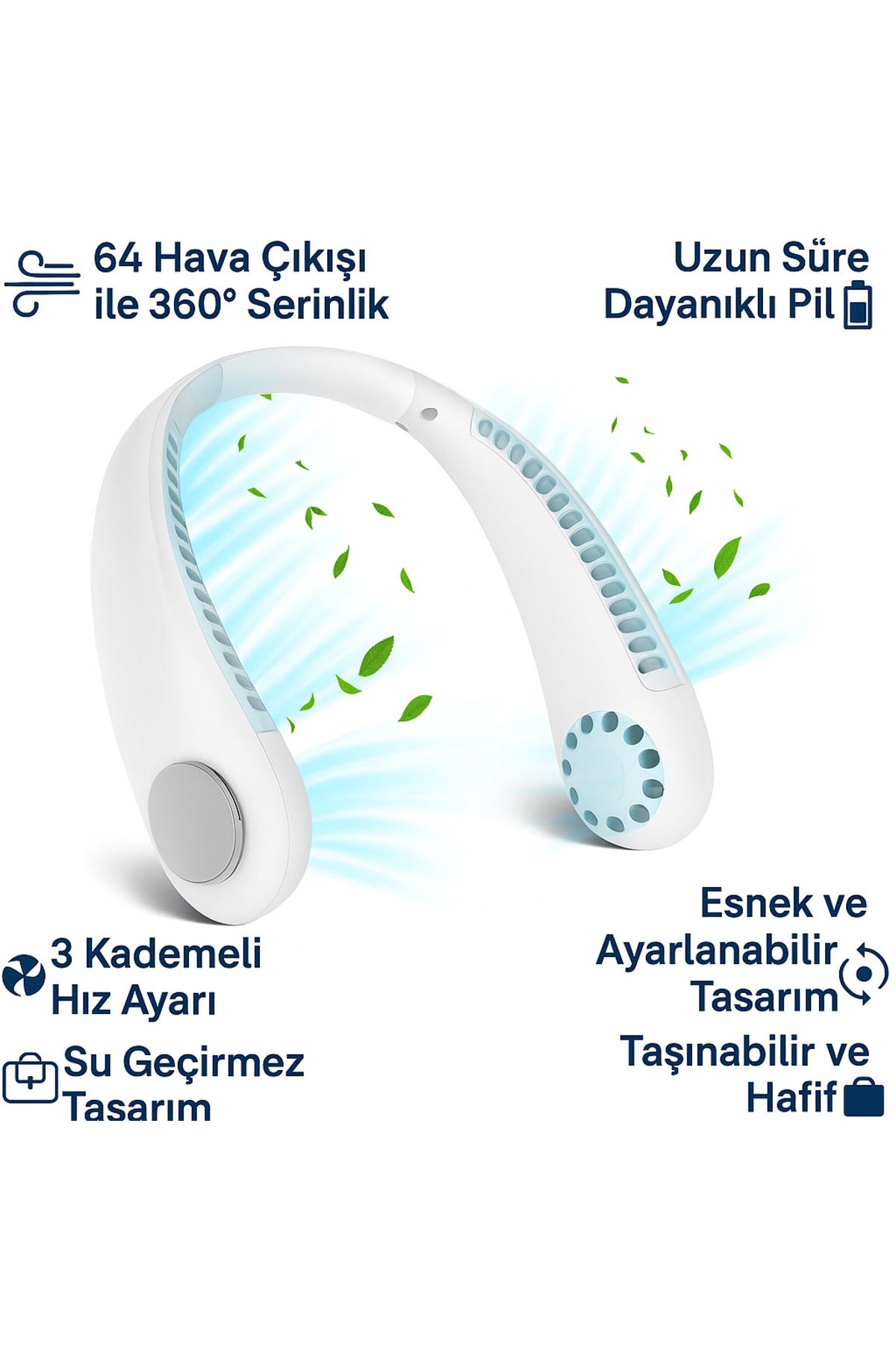 Kılıforyum Esnek Boyun Tipi Vantilatör - Şarjlı, 3 Kademeli, Sessiz Fan, 360° Ayarlanabilir
