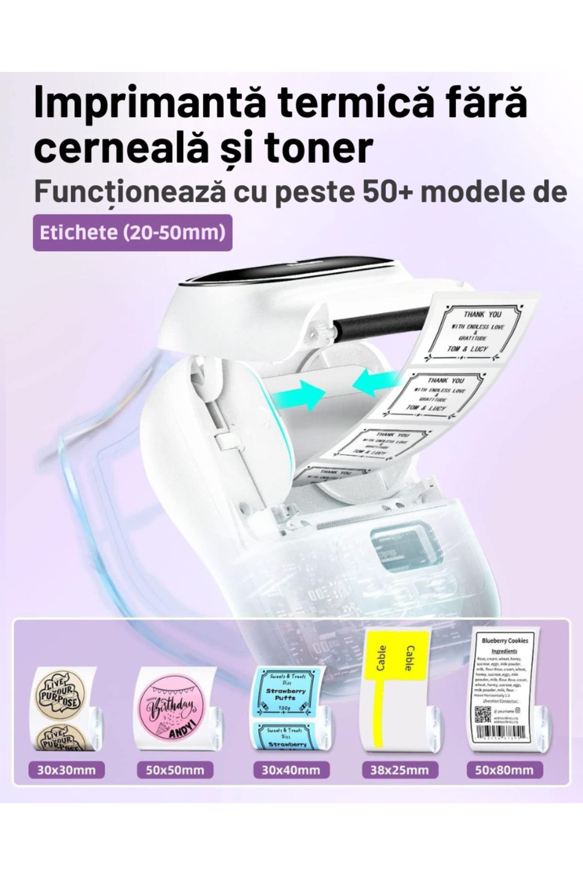 Vittalist-Portable Thermal Label Printer, Phone App, Bluetooth,Compatible with iOS/Android/Windows/Mac, White 4