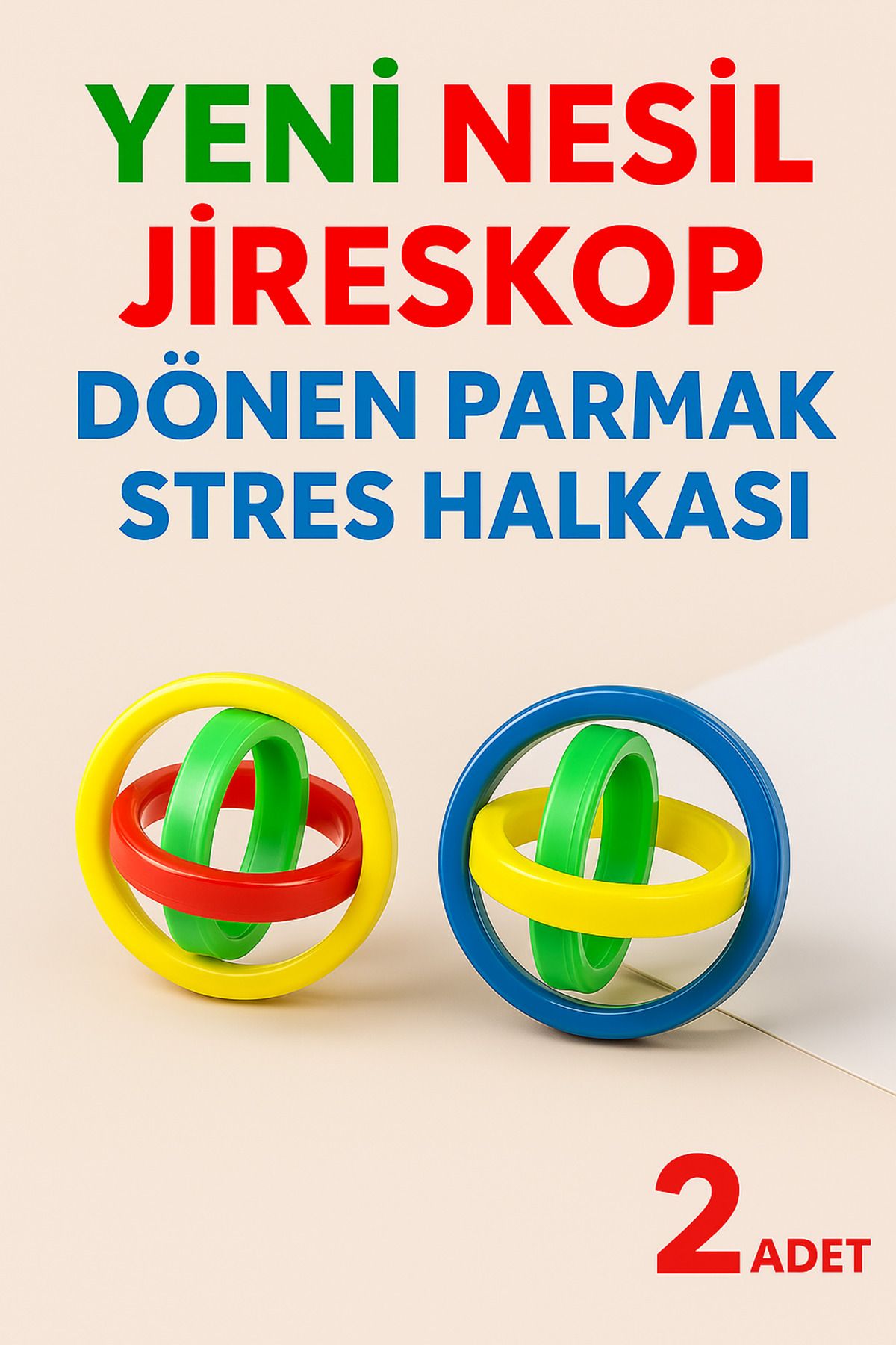 Ayver 2 ADET YENİ NESİL JİRESKOP PARMAK HALKA STRES ÇARKI DÖNEN STRES HALKASI