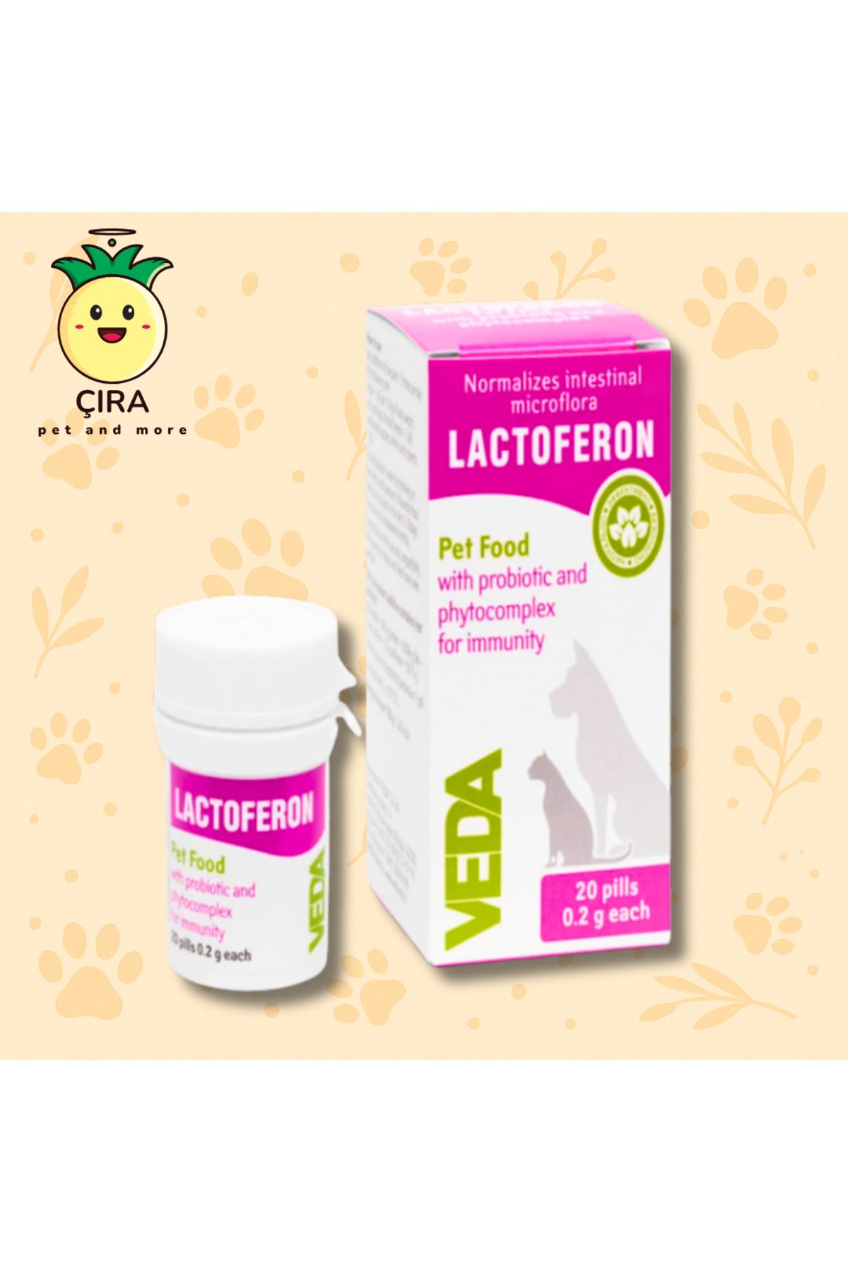 Vedavet LACTOFERON – Probiyotik ve Fitoterapötik Destek