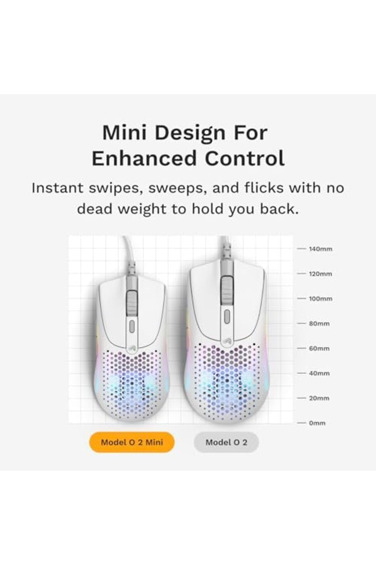 Glorious-Model O 2 Mini Wired Gaming Mouse: Superlight 49g, 26K Optical Sensor, Motion Sync, 80M Cli 8