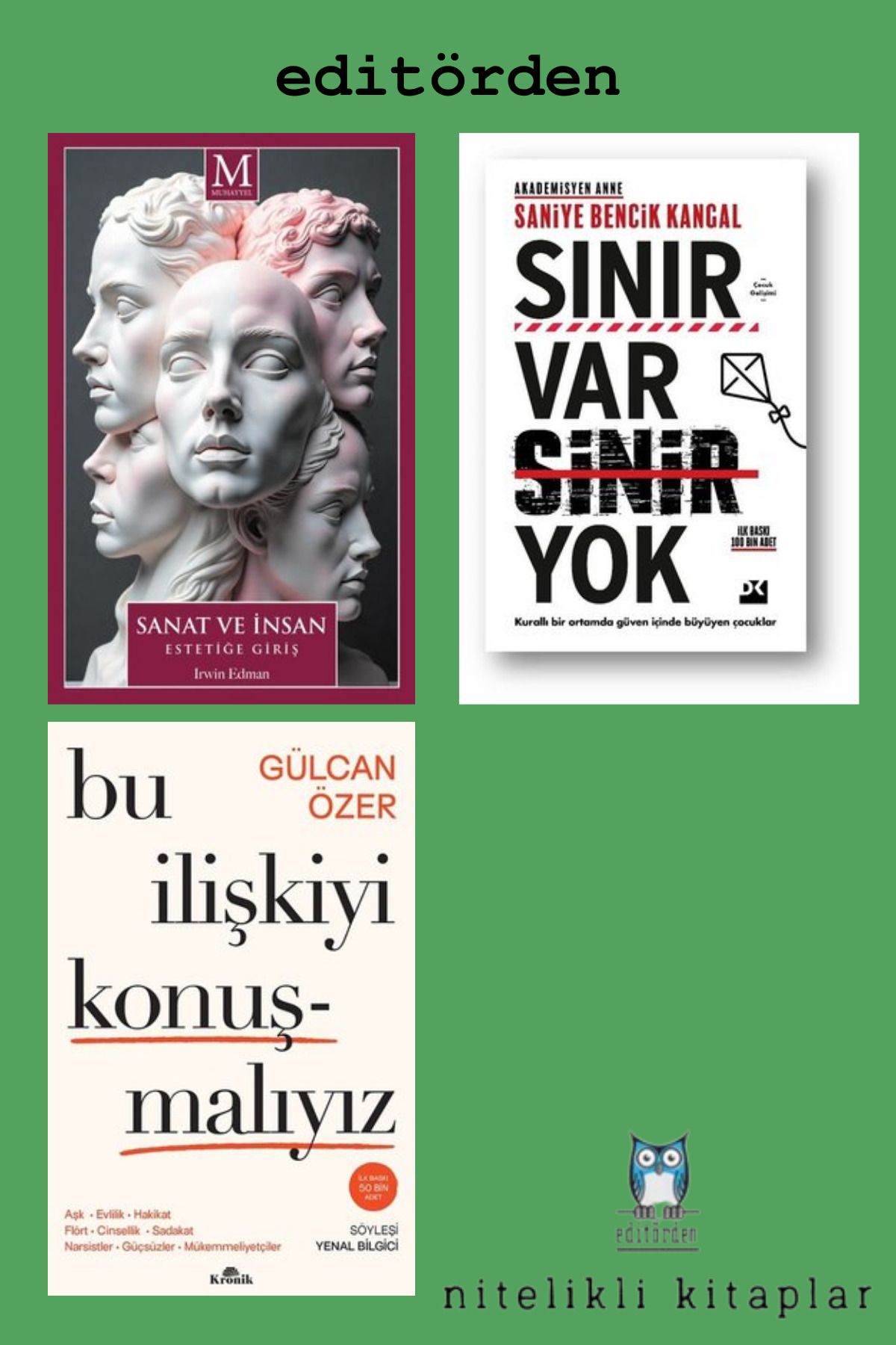 Muhayyel Yayıncılık Bu İlişkiyi Konuşmalıyız - Sınır var Sinir Yok / Saniye Bencik Kangal - Sanat ve İnsan / Irwin Edman