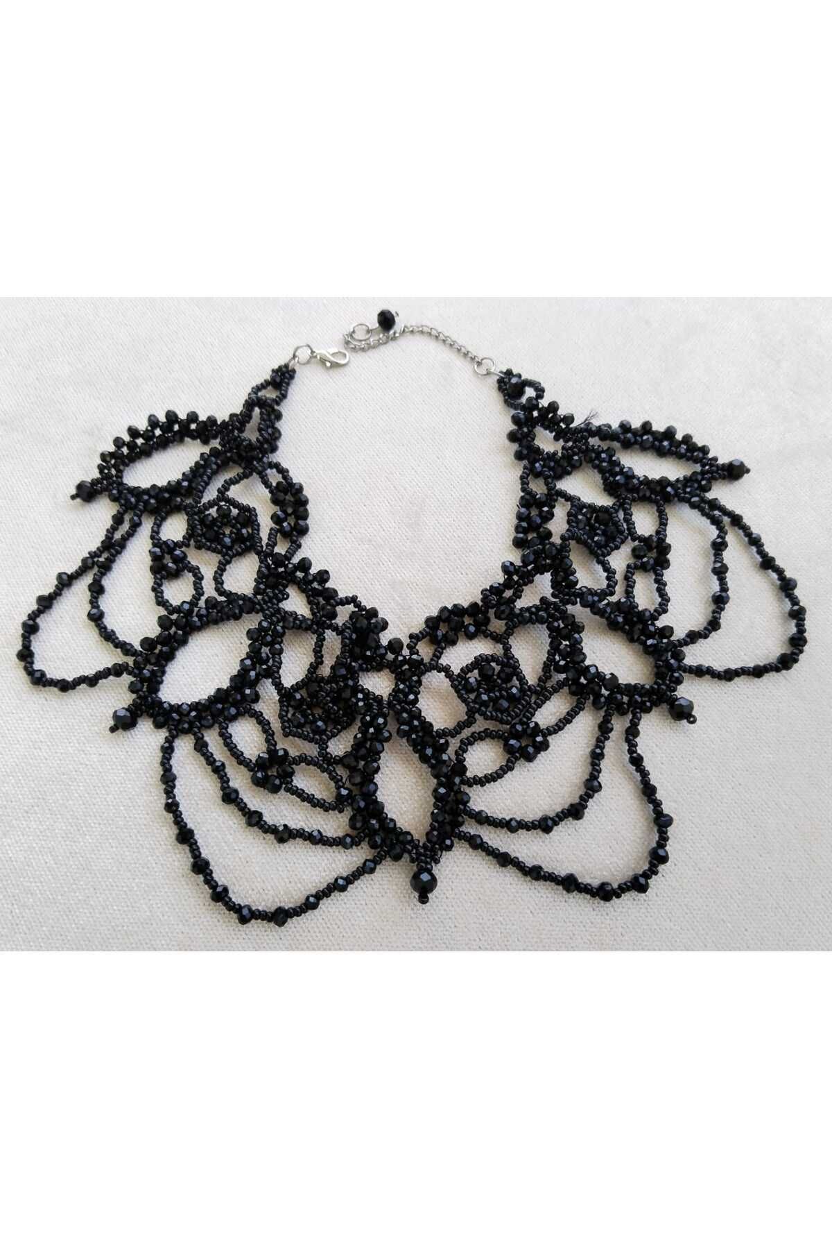 Siriusaksesuar Handmade Kristal Taşlı Işıltılı Parti Kolyesi