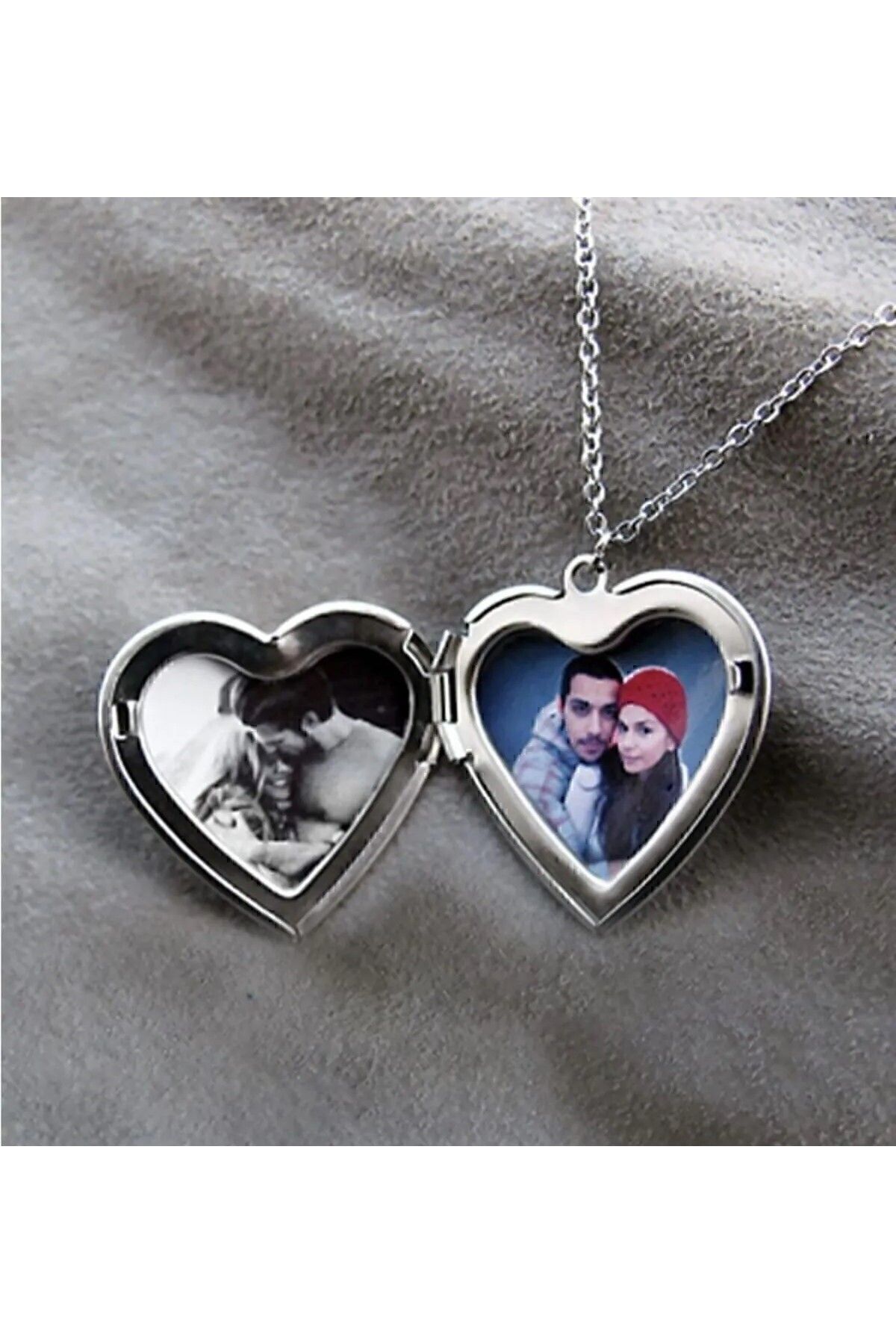 HEYjewelry Kalpli İçi Açılan Anı Kolyesi Çift Kolyesi
