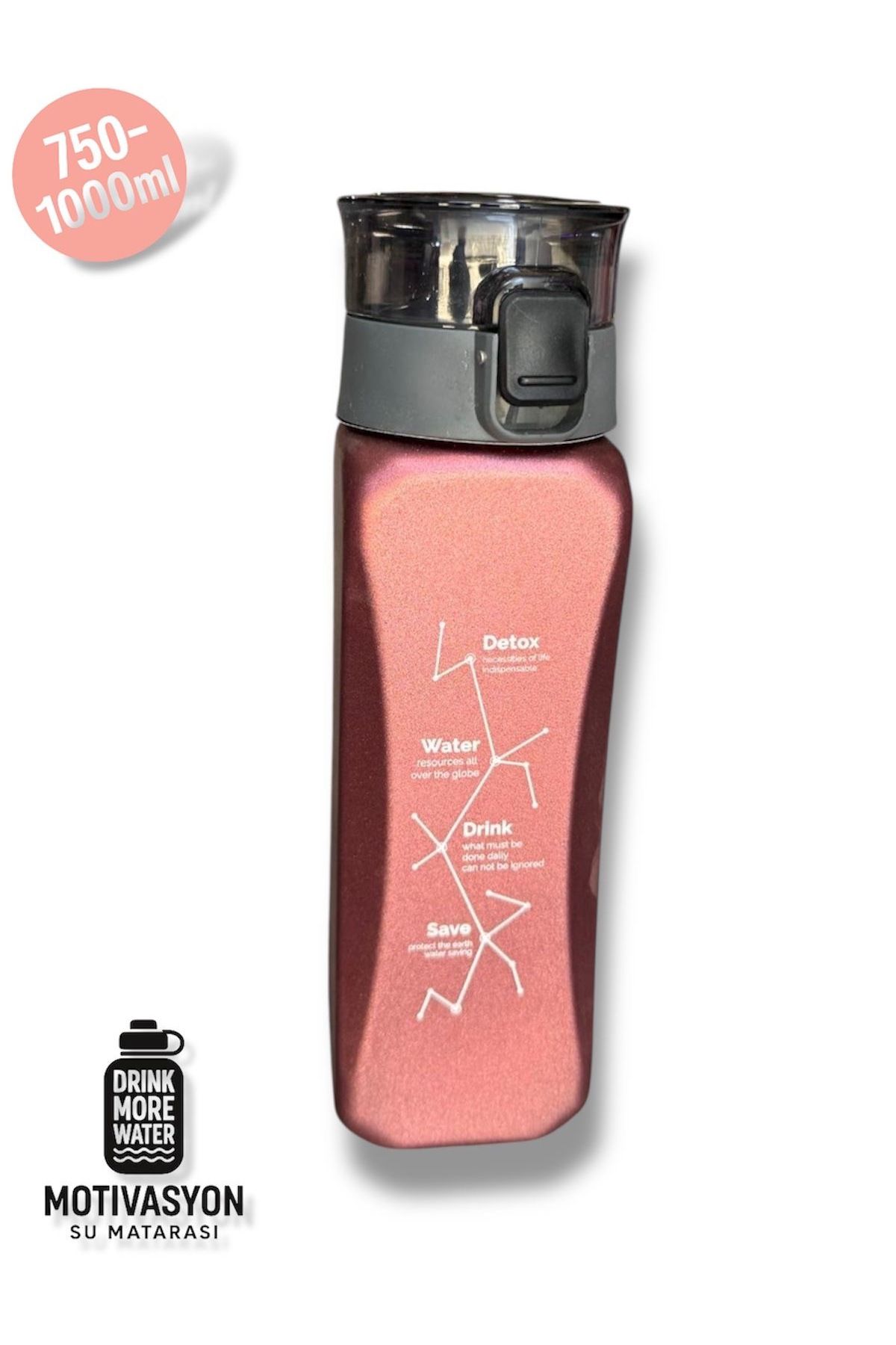 madam gold Motivasyon su matarası spor,okul,evde heryerde kullanılabilir – 750-1000 ml