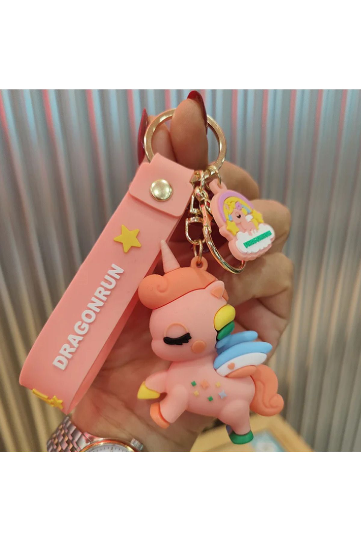 Bizde Ne Yok ki Unicorn Figürlü 3d Silikon Lüks Büyük Boy Anahtarlık Ve Çanta Süsü