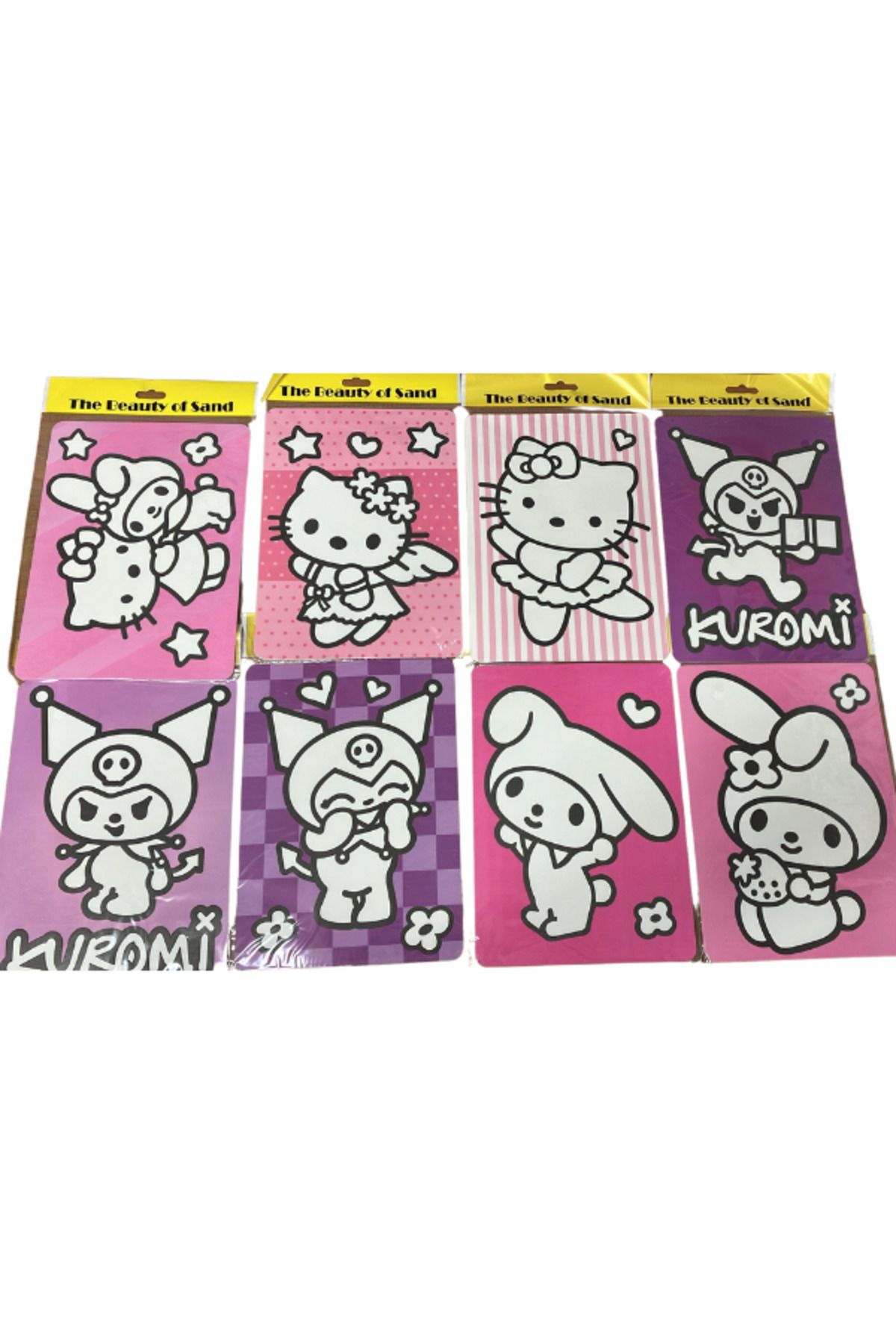 BalonKasaba Küçük Boy Kum Boyama Seti A5 Hello Kitty (8'Lİ SET) Sürpriz Hediyeli