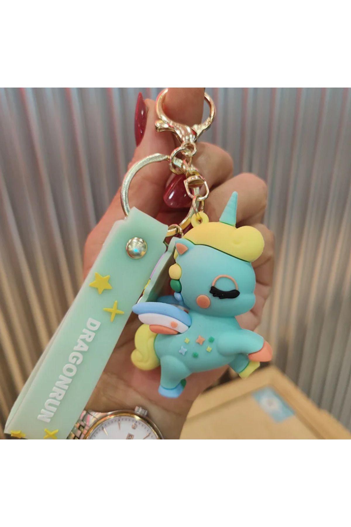 Bizde Ne Yok ki Unicorn Figürlü 3d Silikon Lüks Büyük Boy Anahtarlık Ve Çanta Süsü