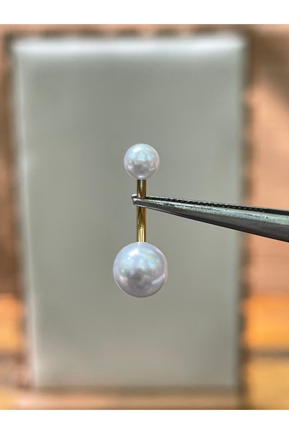Rupen Kraft 316 L Cerrahi Çelik İncili Gold Renginde Göbek Piercingi