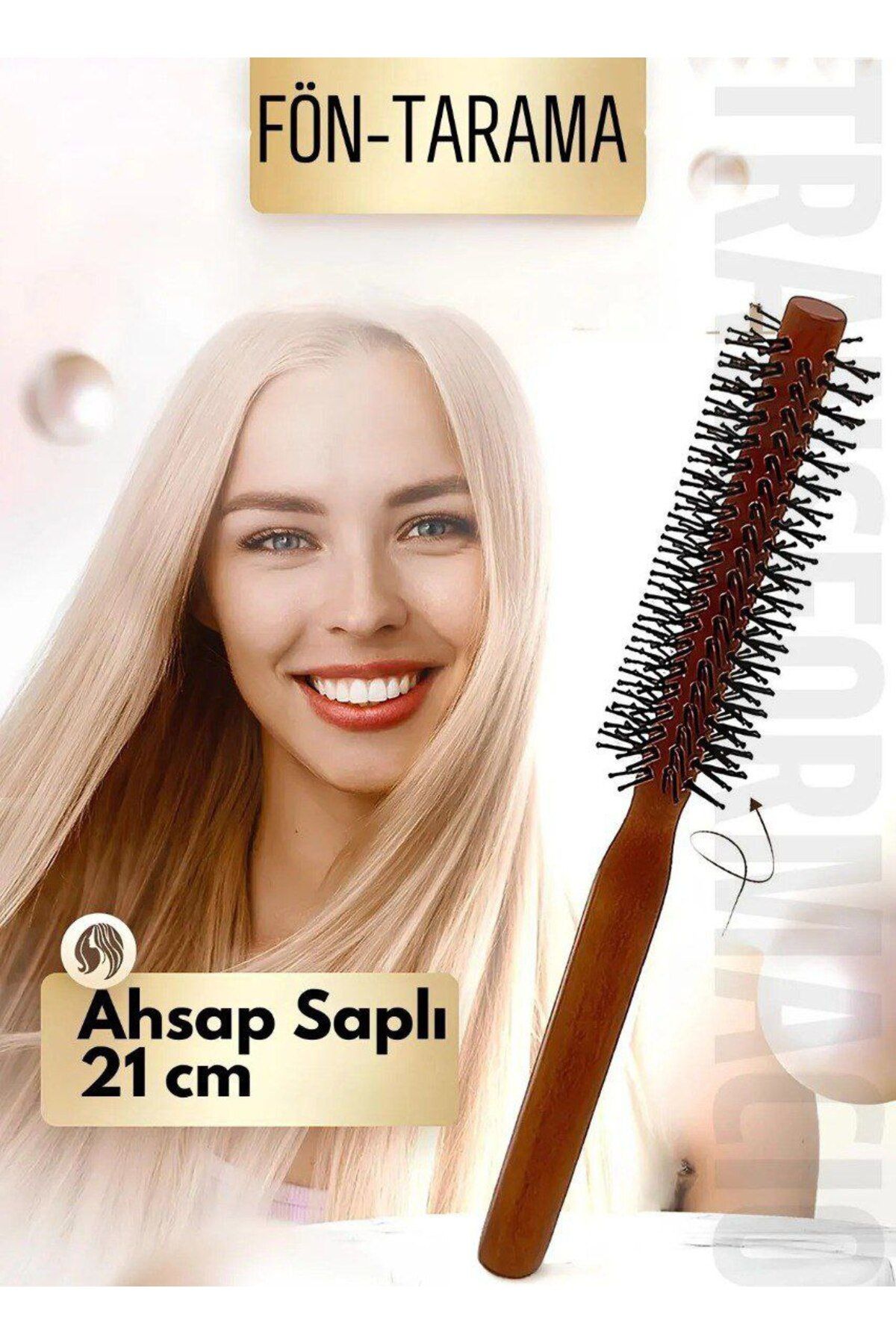 Metler Fön Fırçası Ahşap Saplı Tarama Fırçası | Saç Şekillendirici 21 cm