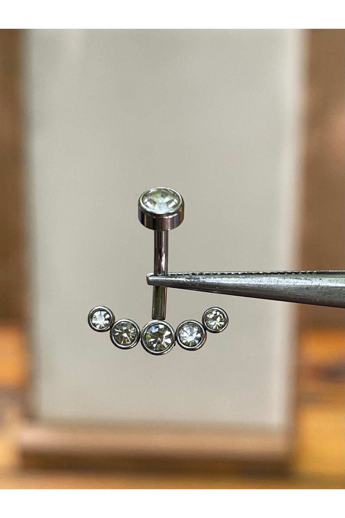 Rupen Kraft 316 L Cerrahi Çelik 5 Taşlı Göbek Piercingi